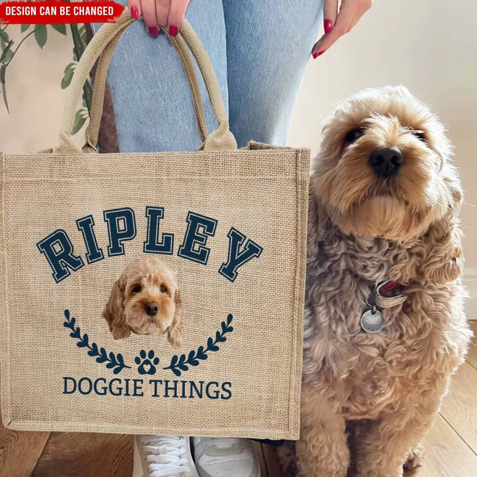 Doggy Stuff, Dog Park Bag - Personalized Jute Tote Bag, Gift for Dog Lover - JTB25UP