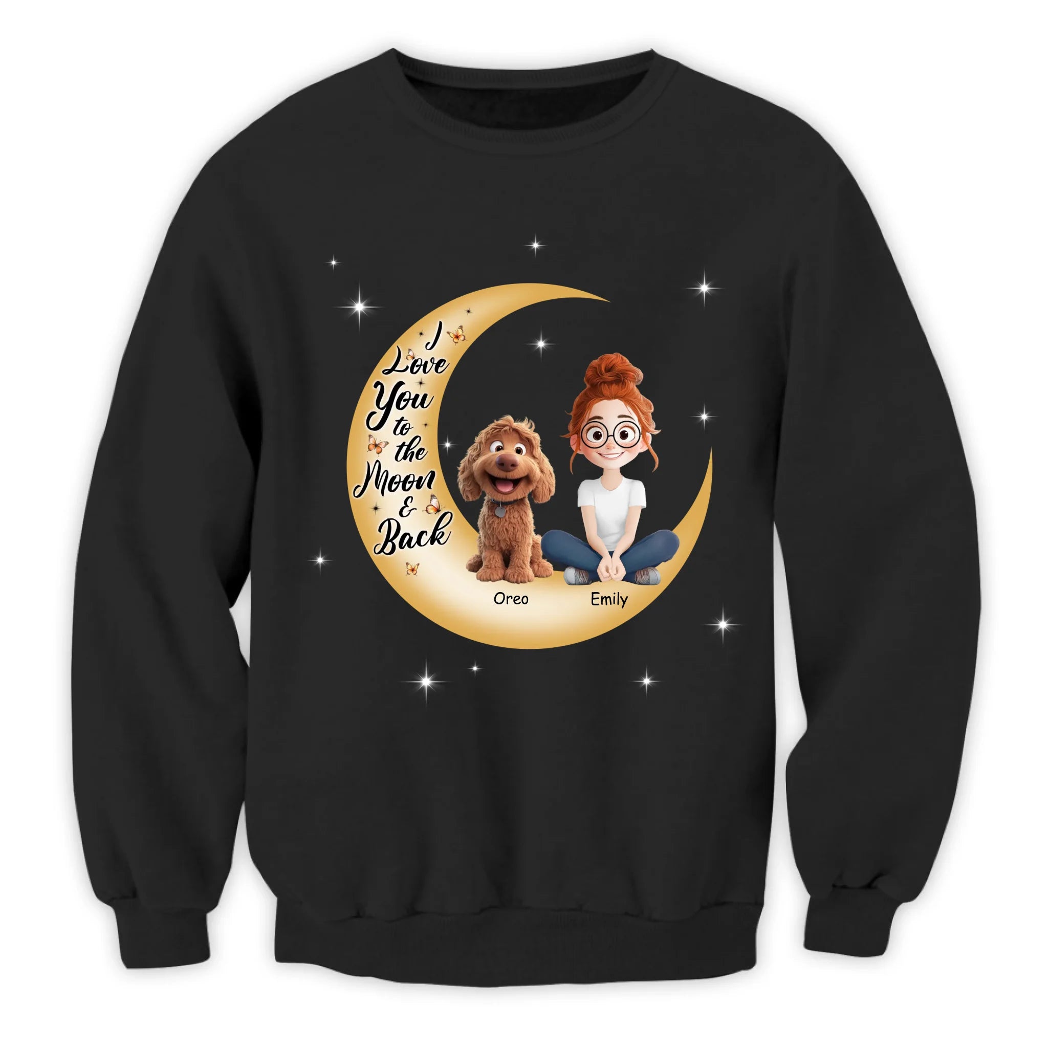 I Love You To The Moon & Back - Personalized T-Shirt, Dog Mom Gift, Gift for Fur Mama