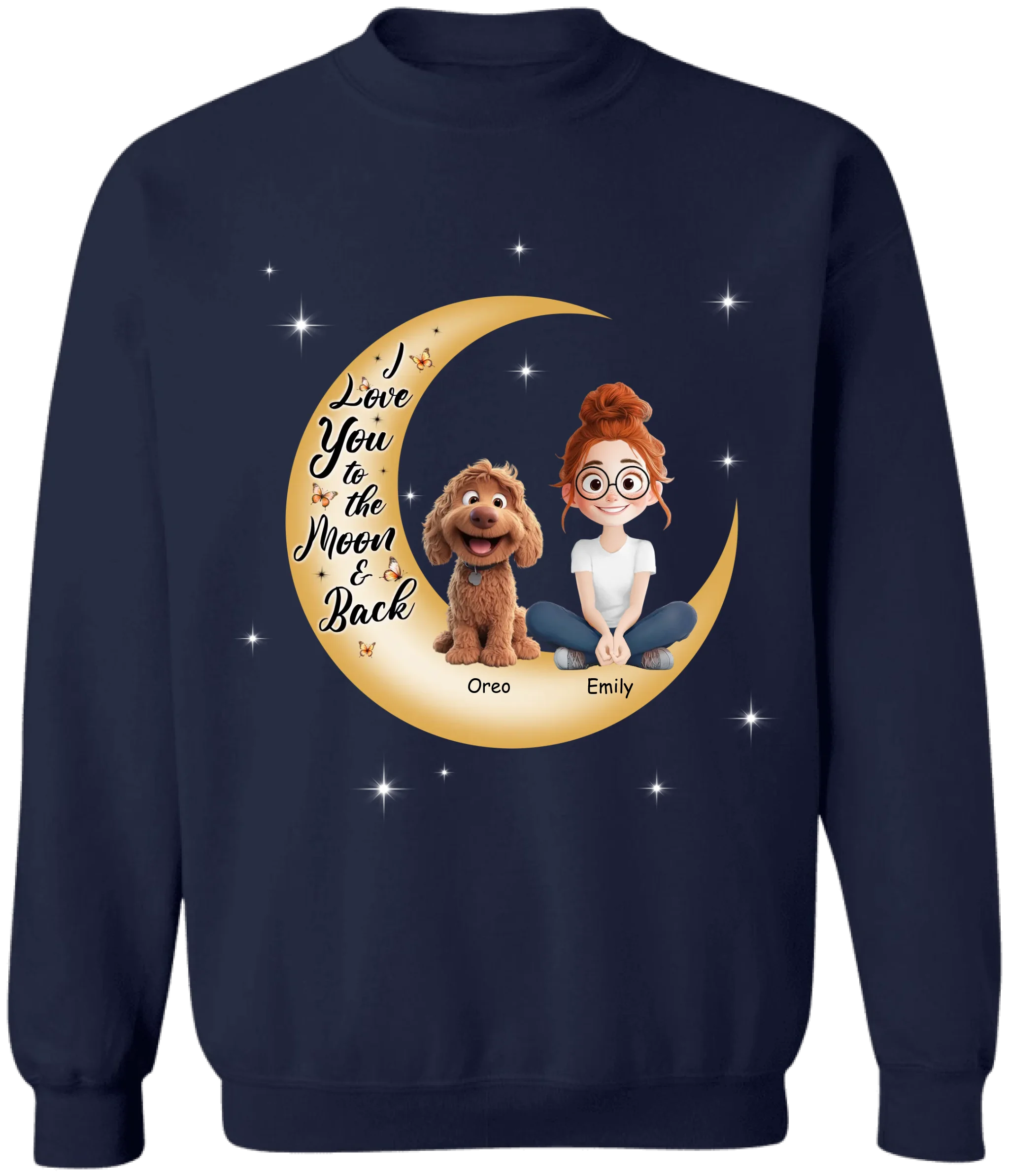 I Love You To The Moon & Back - Personalized T-Shirt, Dog Mom Gift, Gift for Fur Mama