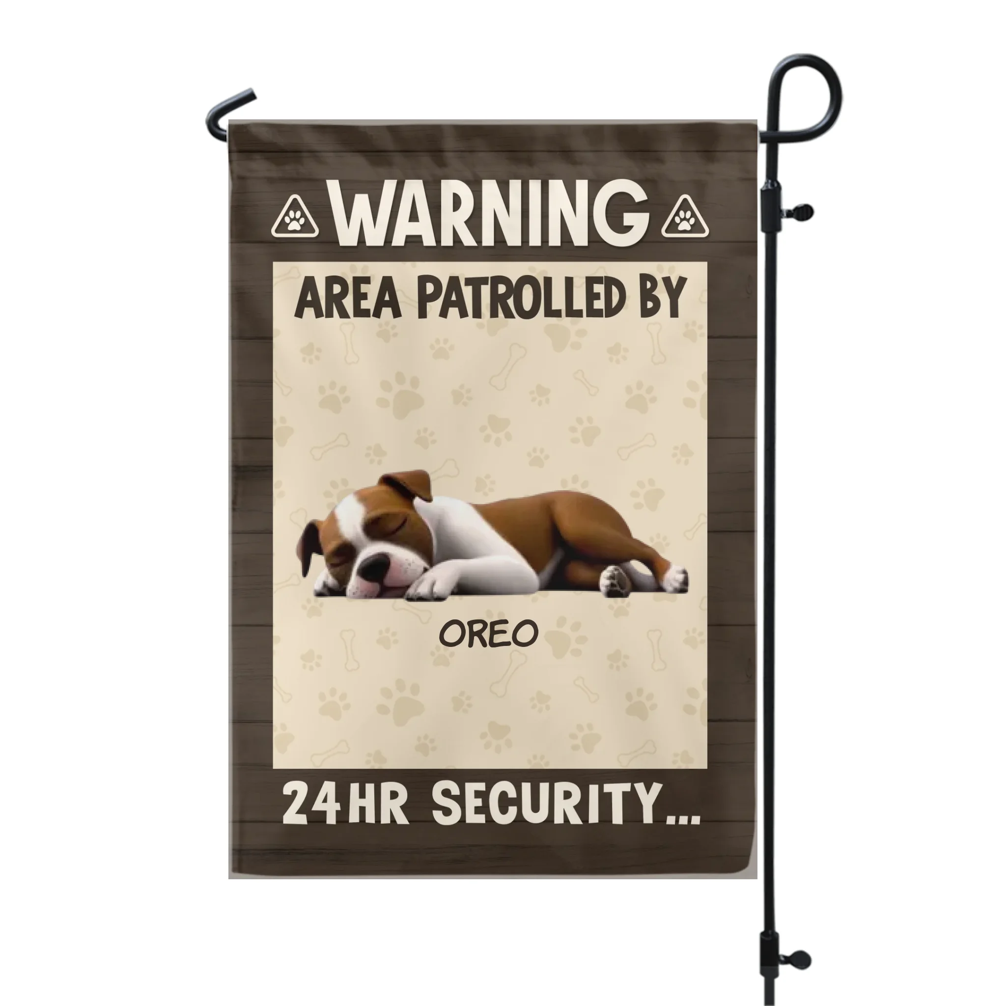 Garden Flag Warning Area Patrolled By 24-hr Security - Personalized Garden Flag, Gift For Dog Lover