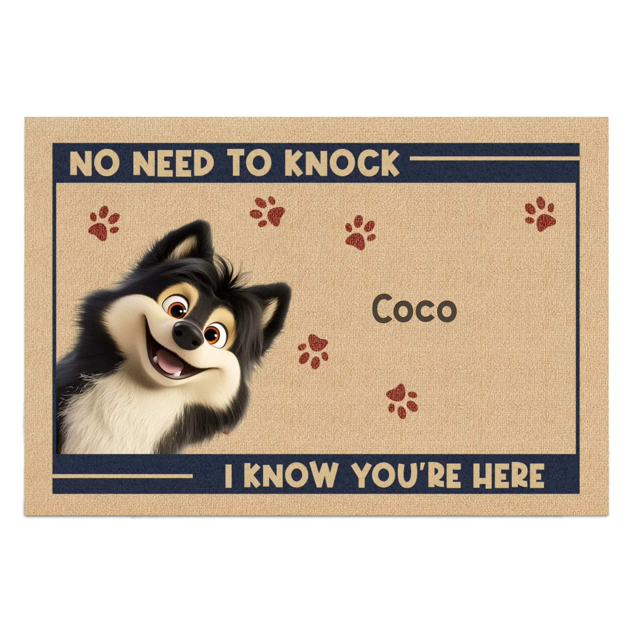 No Need To Knock, We Know You're Here - Personalized Doormat, Gift for Dog Owner, Dog Lover Gift