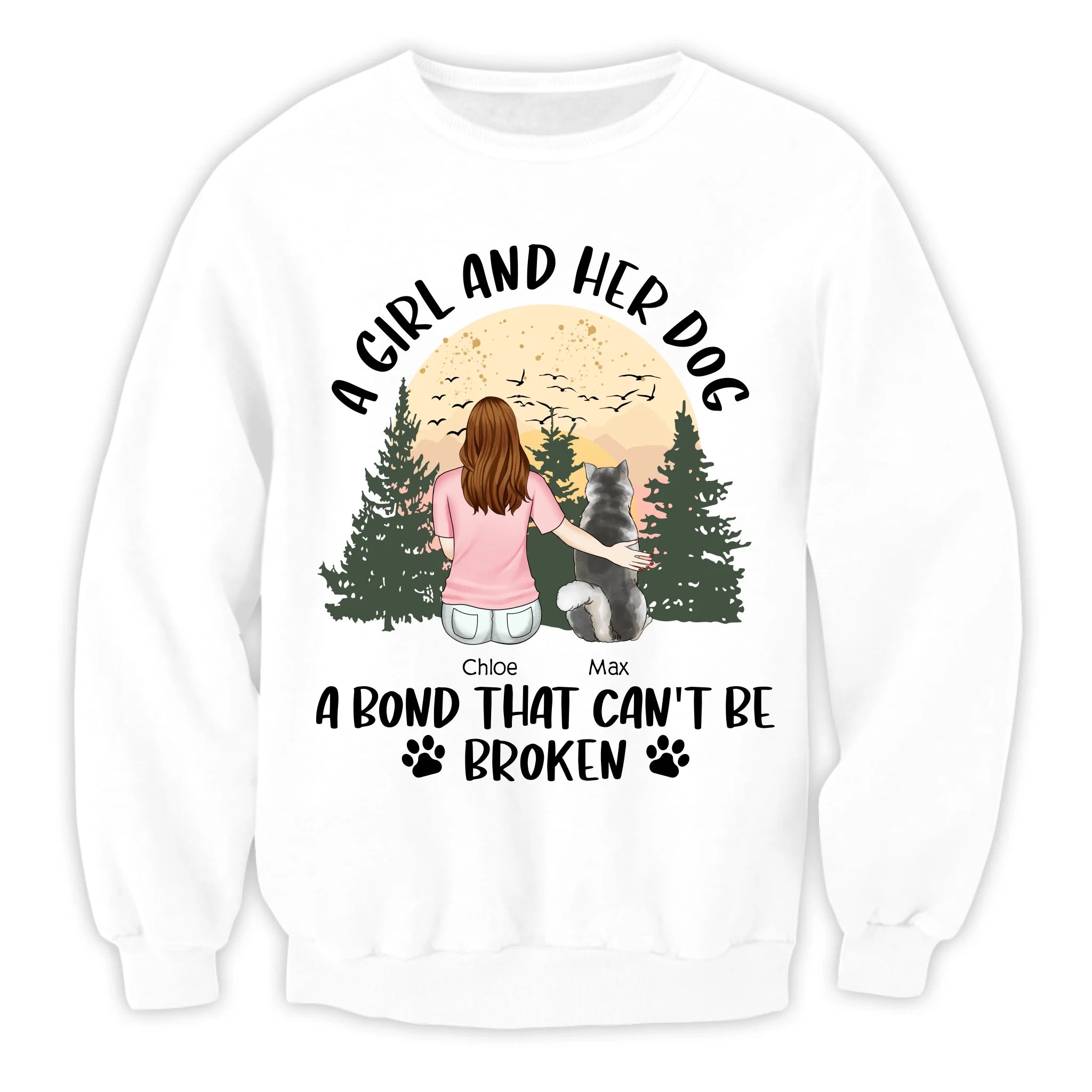 A Girl And Her Dog, A Bond That Can't Be Broken - Personalized T-shirt, Gift for Dog Lover, Dog Mom Gift