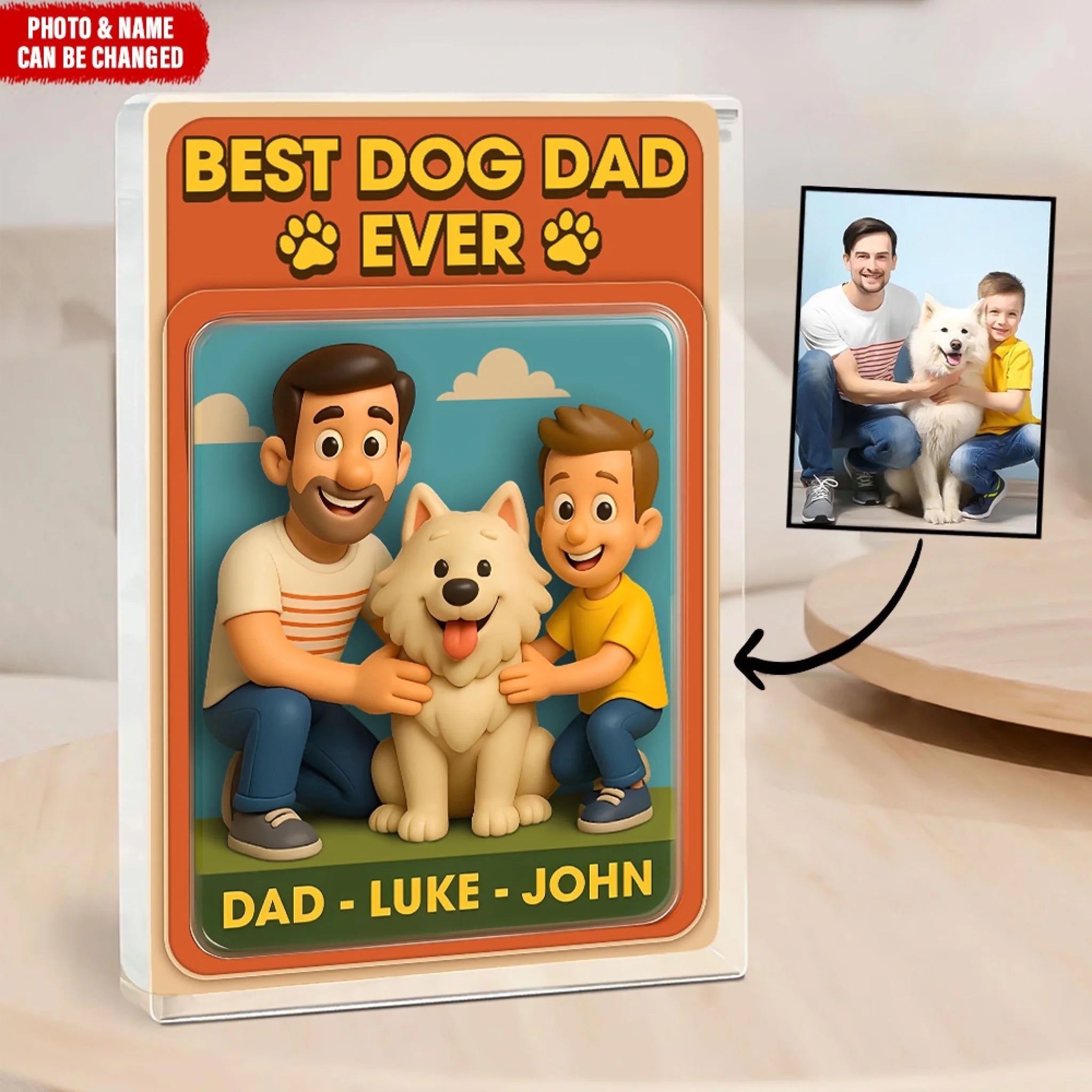 Custom Best Dog Dad Figure - Personalized Acrylic Plaque, Acrylic Block Gift For Dog Dad
