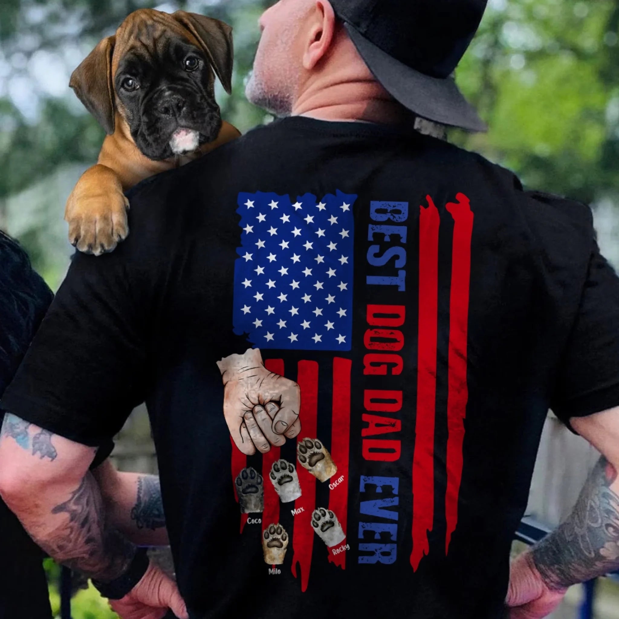 Best Dog Dad Ever Flag Style - Personalized T-Shirt, Gift For Dog Lovers