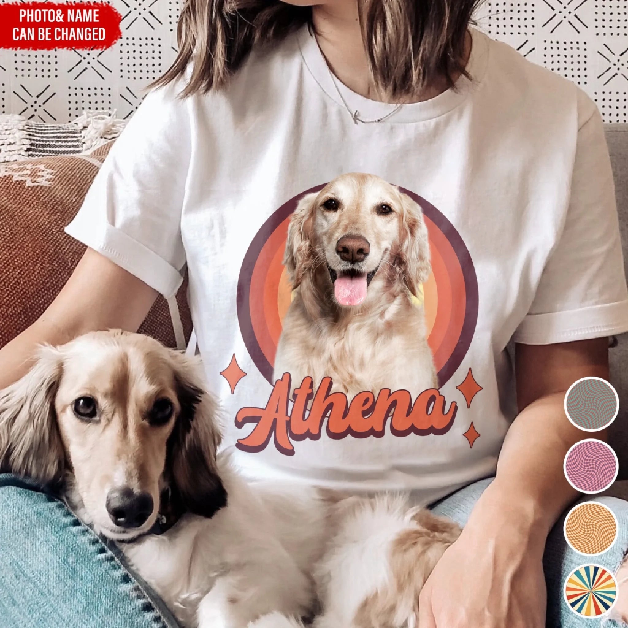 Retro Custom Pet Photo - Personalized T-Shirt, Gift for Dog/Cat Lovers, Pet Owner Gift