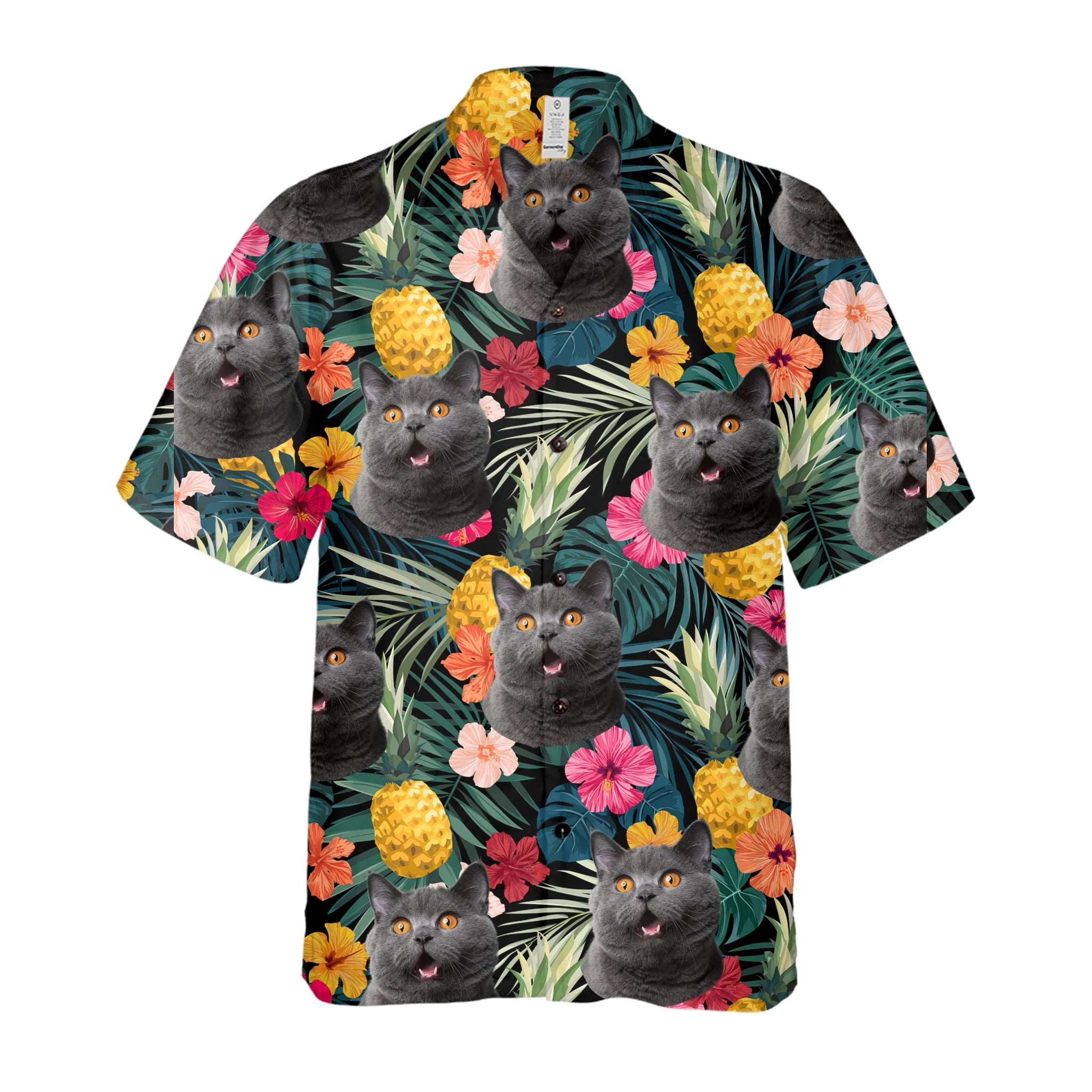 Custom Dog Cat Face Holiday Tropical Pattern - Personalized Hawaiian Shirt, Funny Summer Shirt For Pet Lover