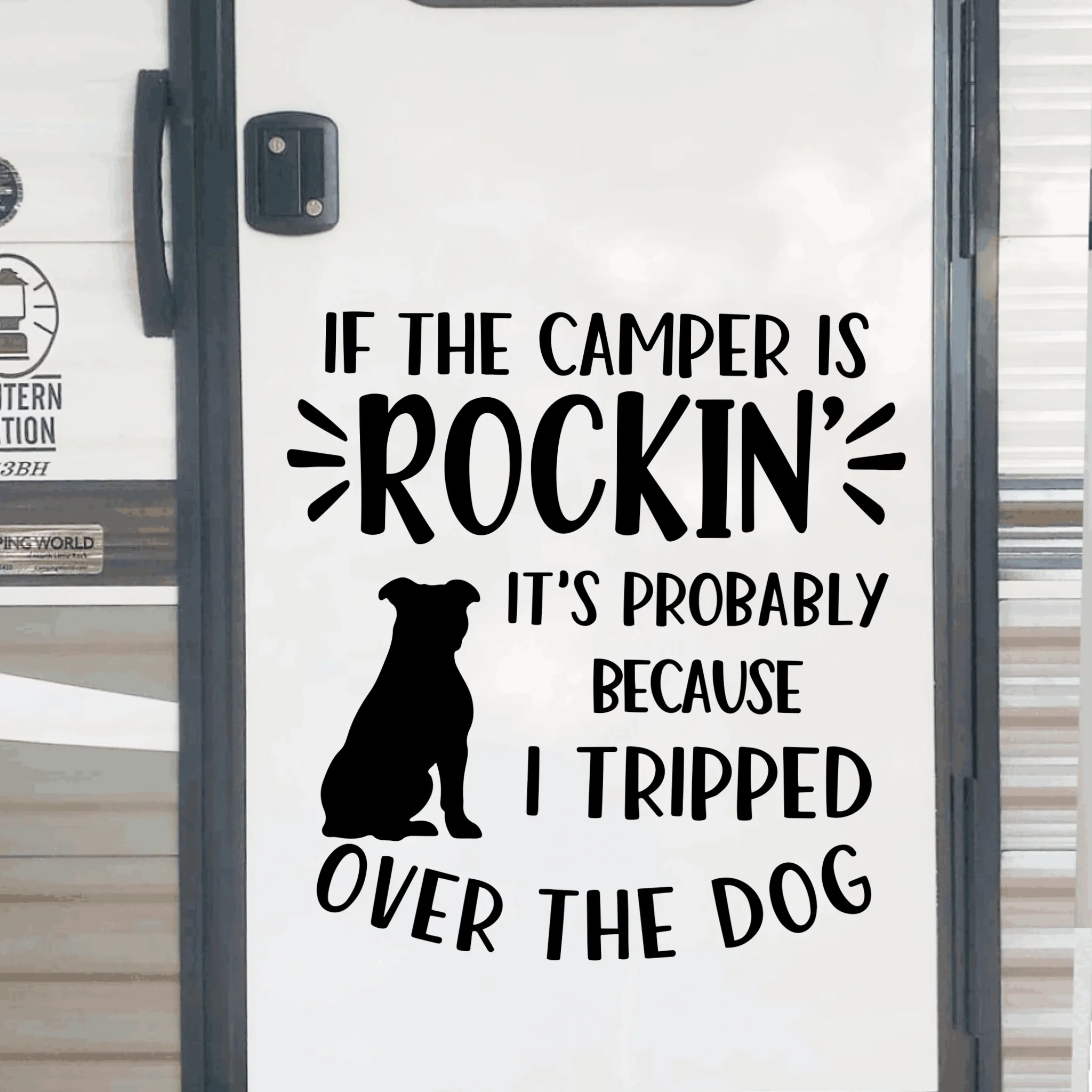 If The Camper is Rockin - Personalized Decal, Funny Campsite Decal, Custom Dog Camper Gift