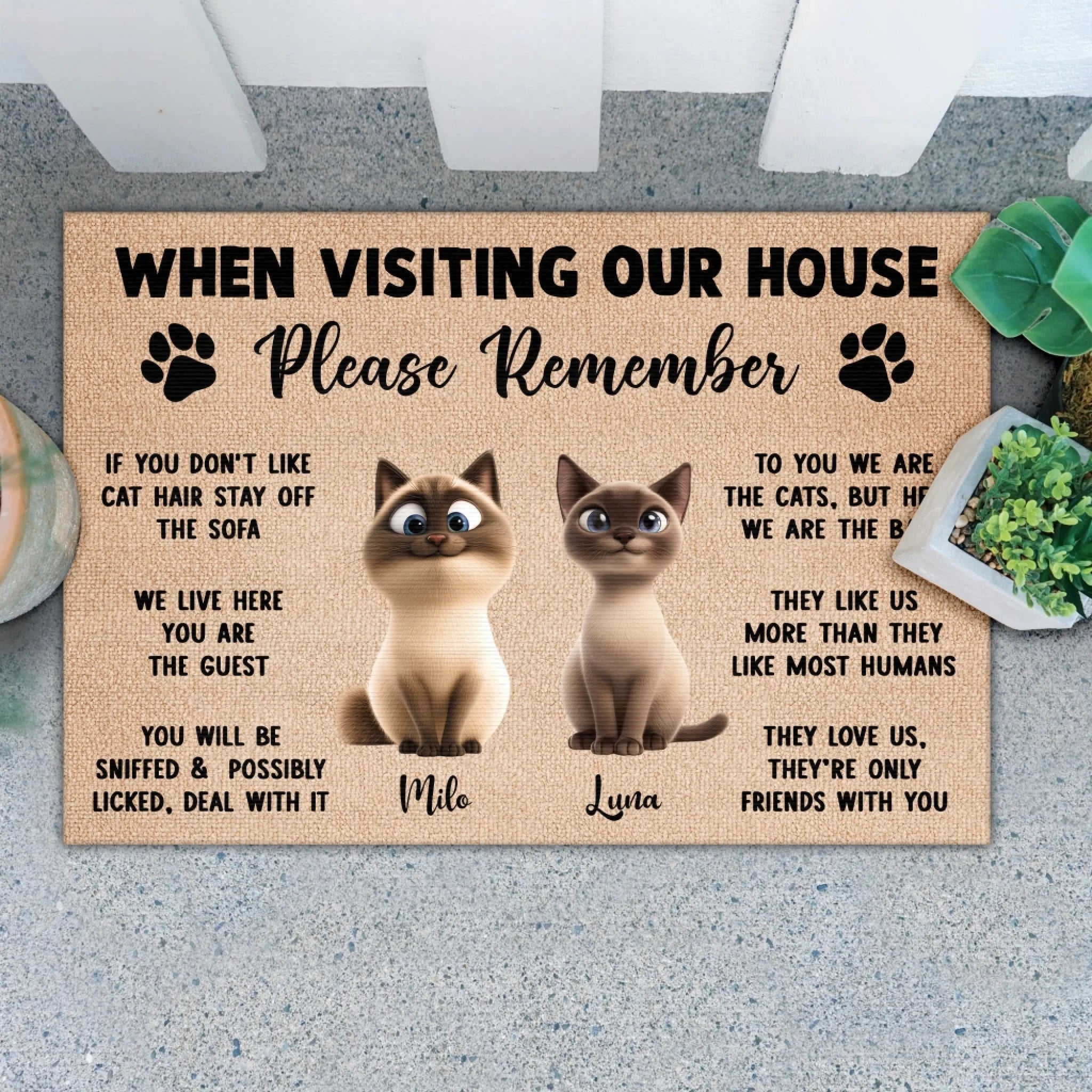 Please Remember When Visiting Cats House - Personalized Doormat, Gift For Cat Lovers