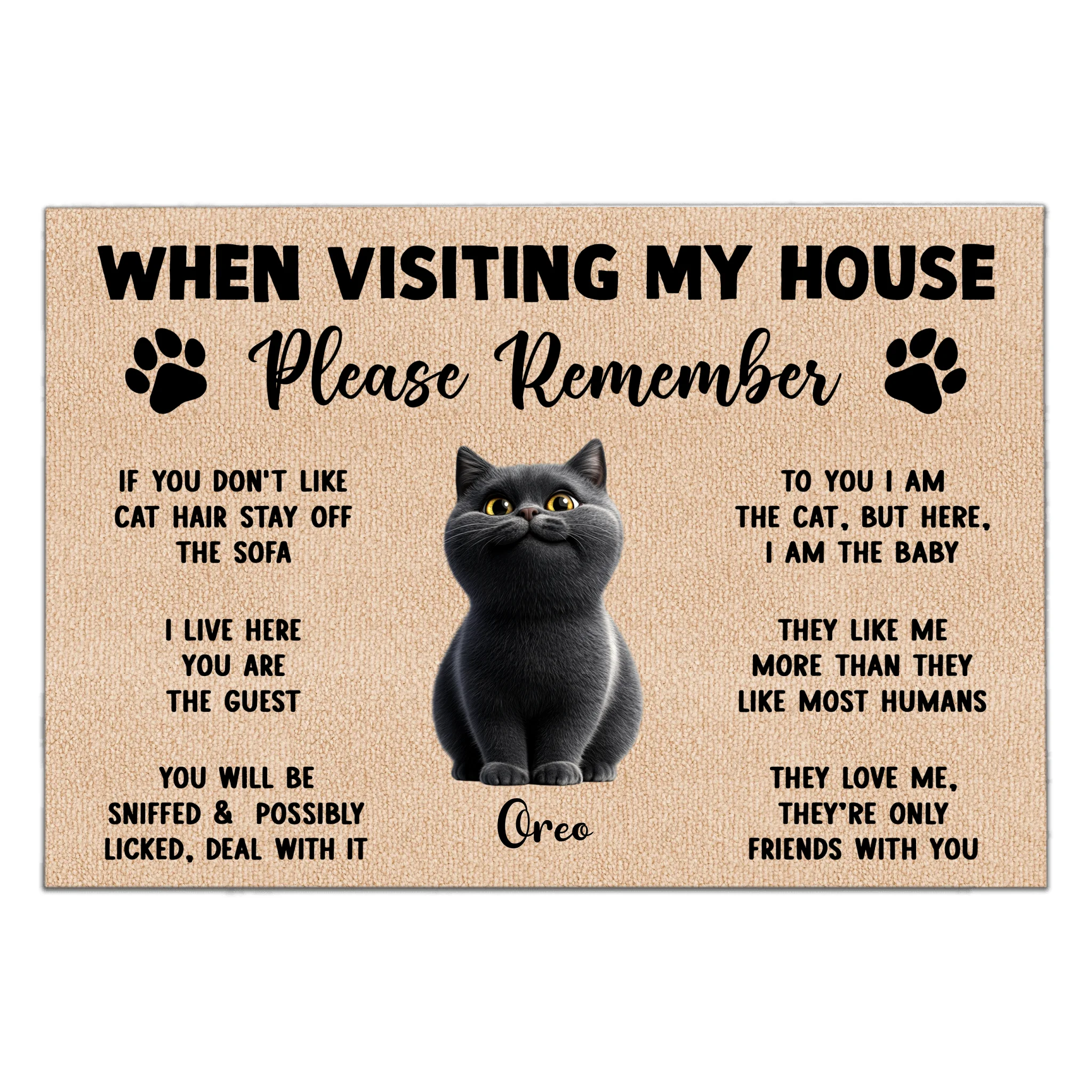 Please Remember When Visiting Cats House - Personalized Doormat, Gift For Cat Lovers