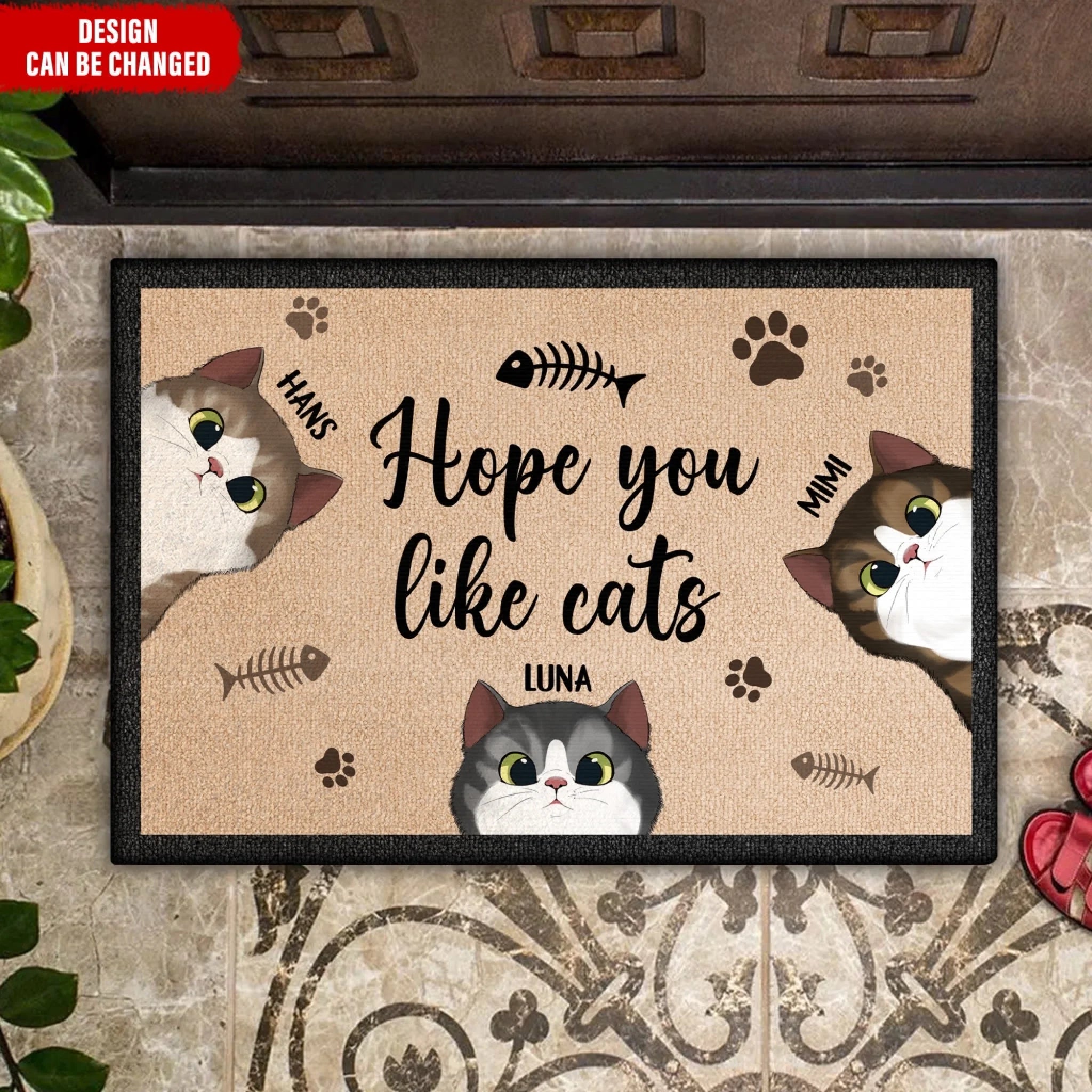Hope You Like Cats - Personalized Doormat, Gift for Cat Lovers, Funny Welcome Home Mat, Cat Owner Gift