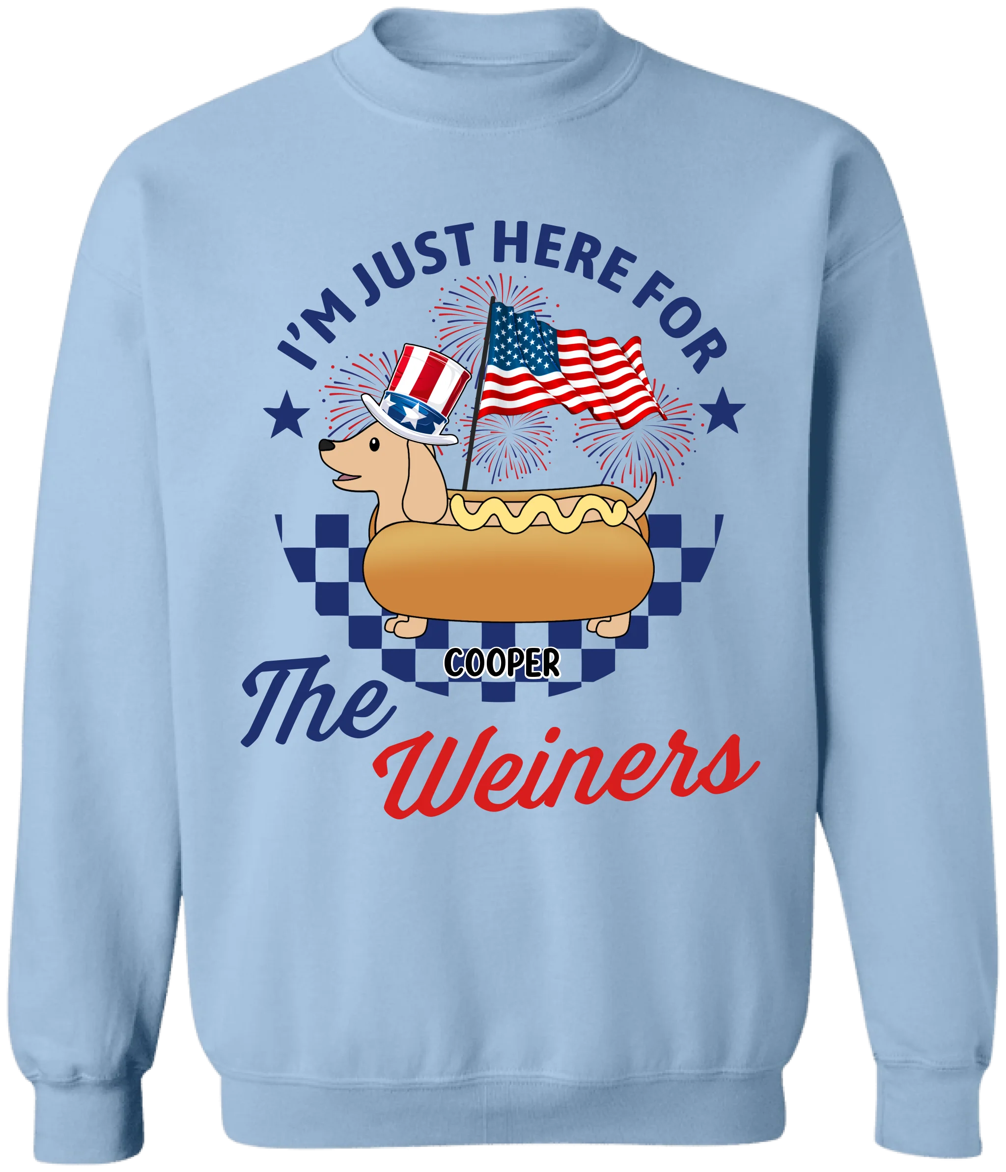 4th of July Just Here For The Wieners - Personalized T Shirt For Independence Day, Retro America Patriotic Weenies Shirt