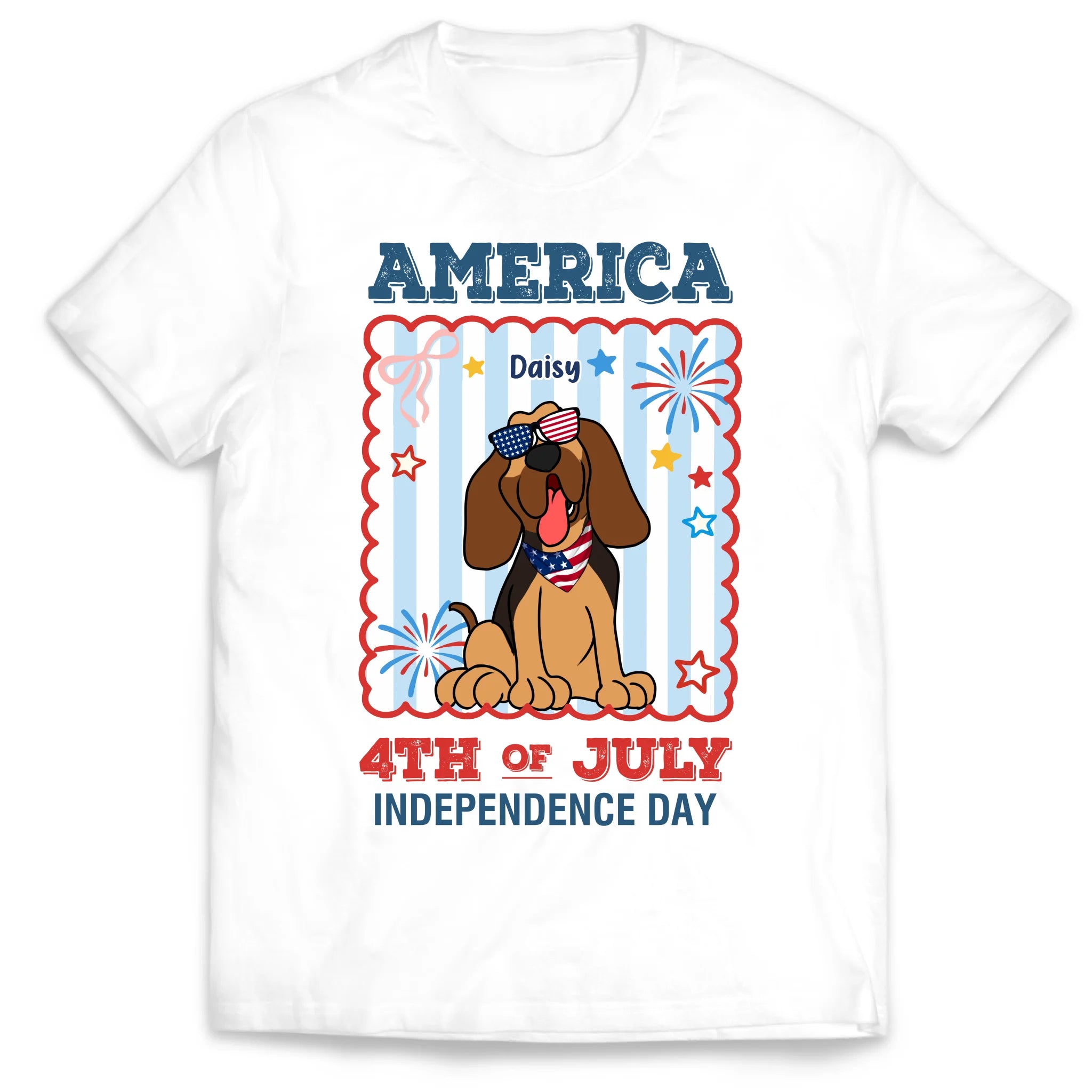 Custom Dog America 4th Of July - Personalized T-Shirt, Gift For Dog Lover