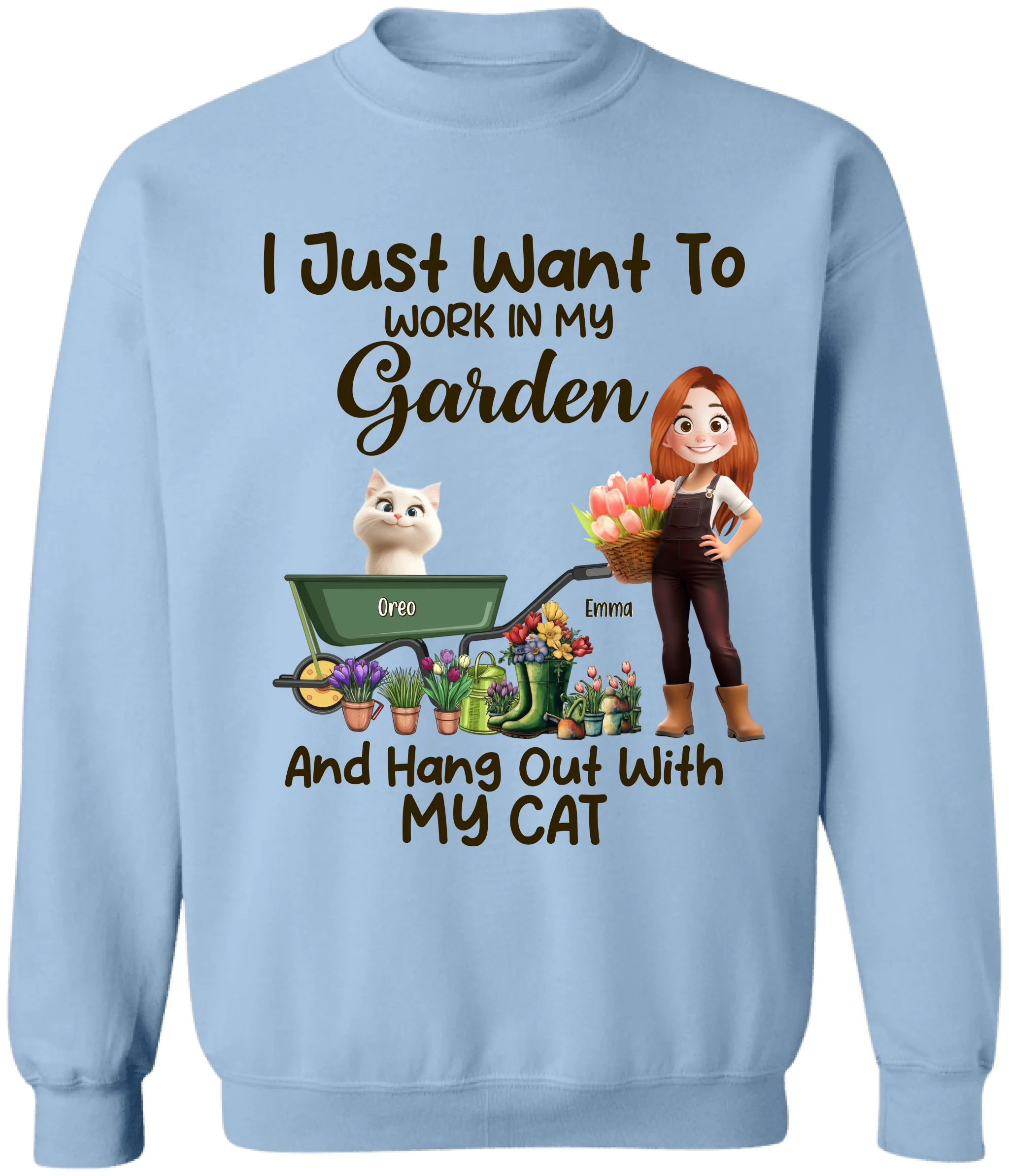 I Just Want To Work In My Garden And Hang Out With My Cats - Personalized T-Shirt, Gift For Garden Lovers, Cat Lovers