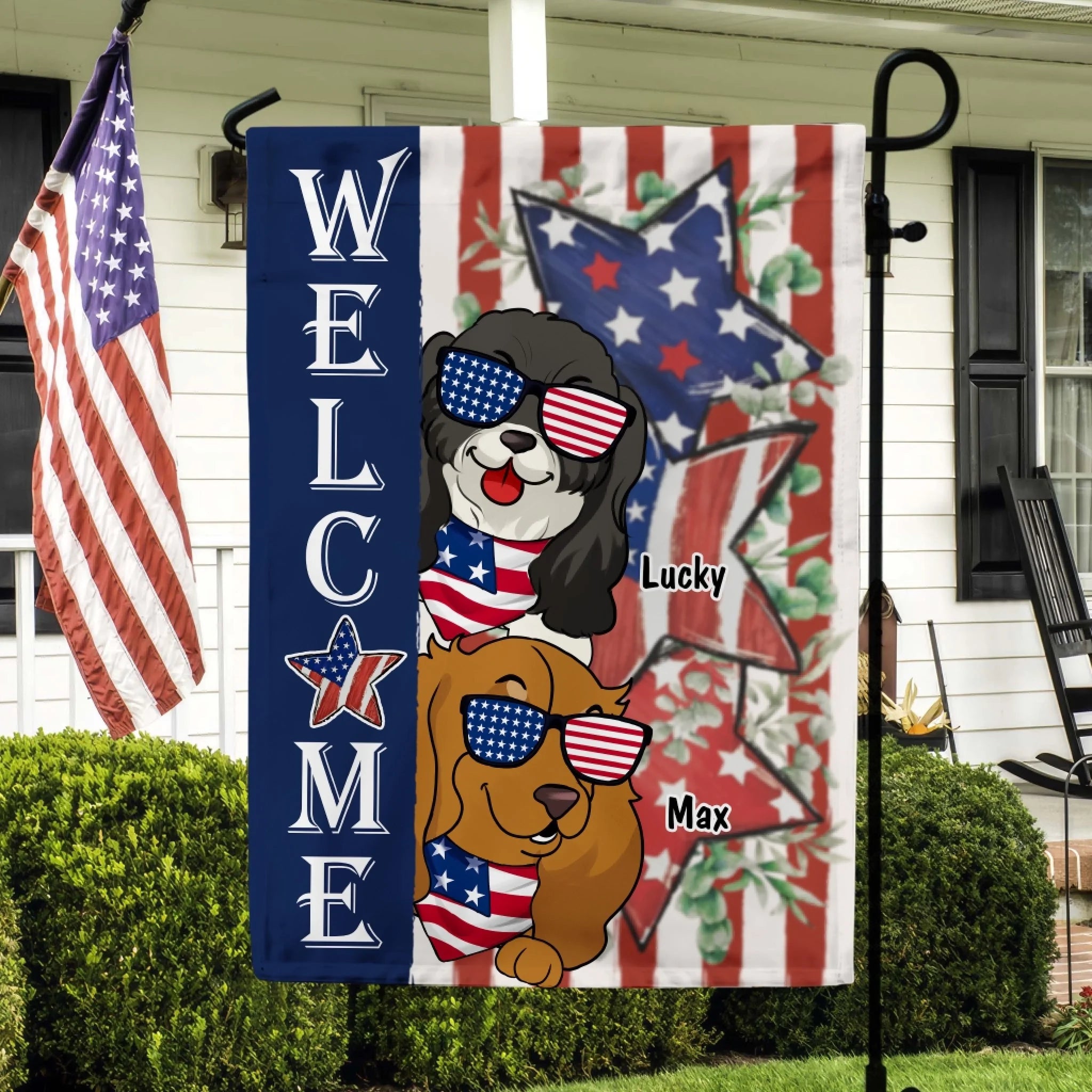 Welcome Dog American Flag, Independence Day Gift mk 4