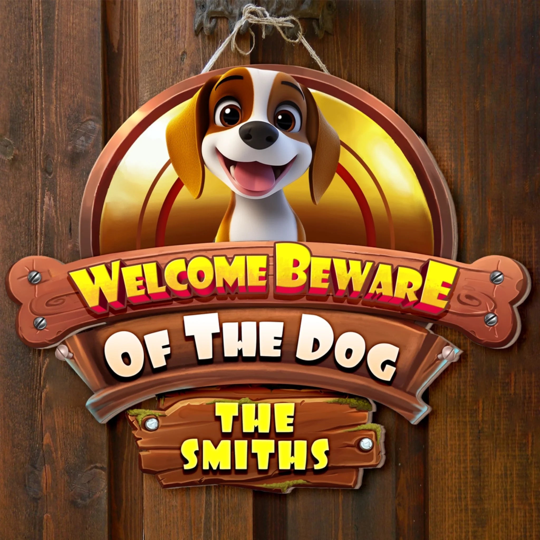 Welcome Beware Of The Dogs - Personalized Door Sign, Gift For Dog Lover