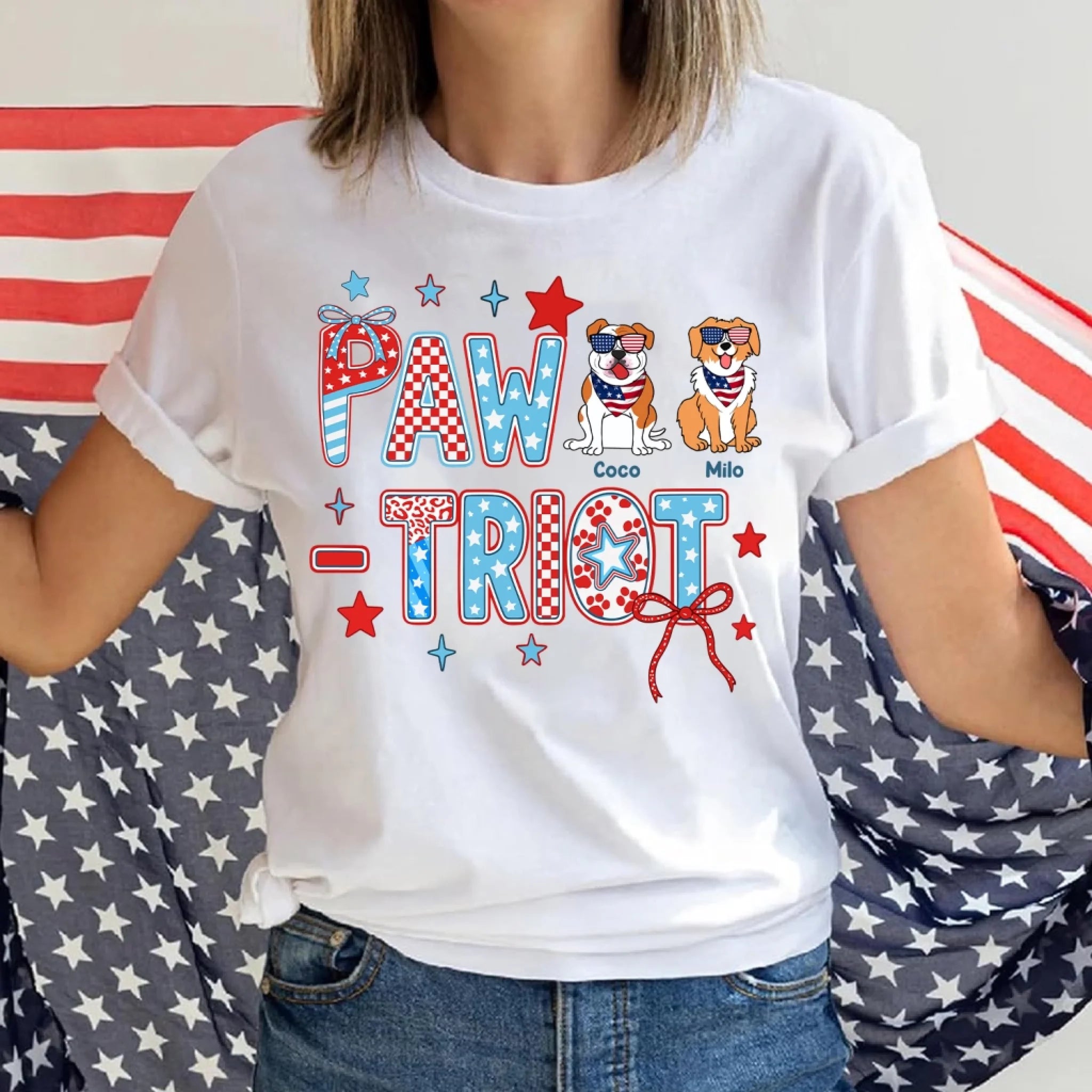 4th of July Pawtriot - Personalized Tshirt, Independence Day Tshirt, Gift For Pet Lover