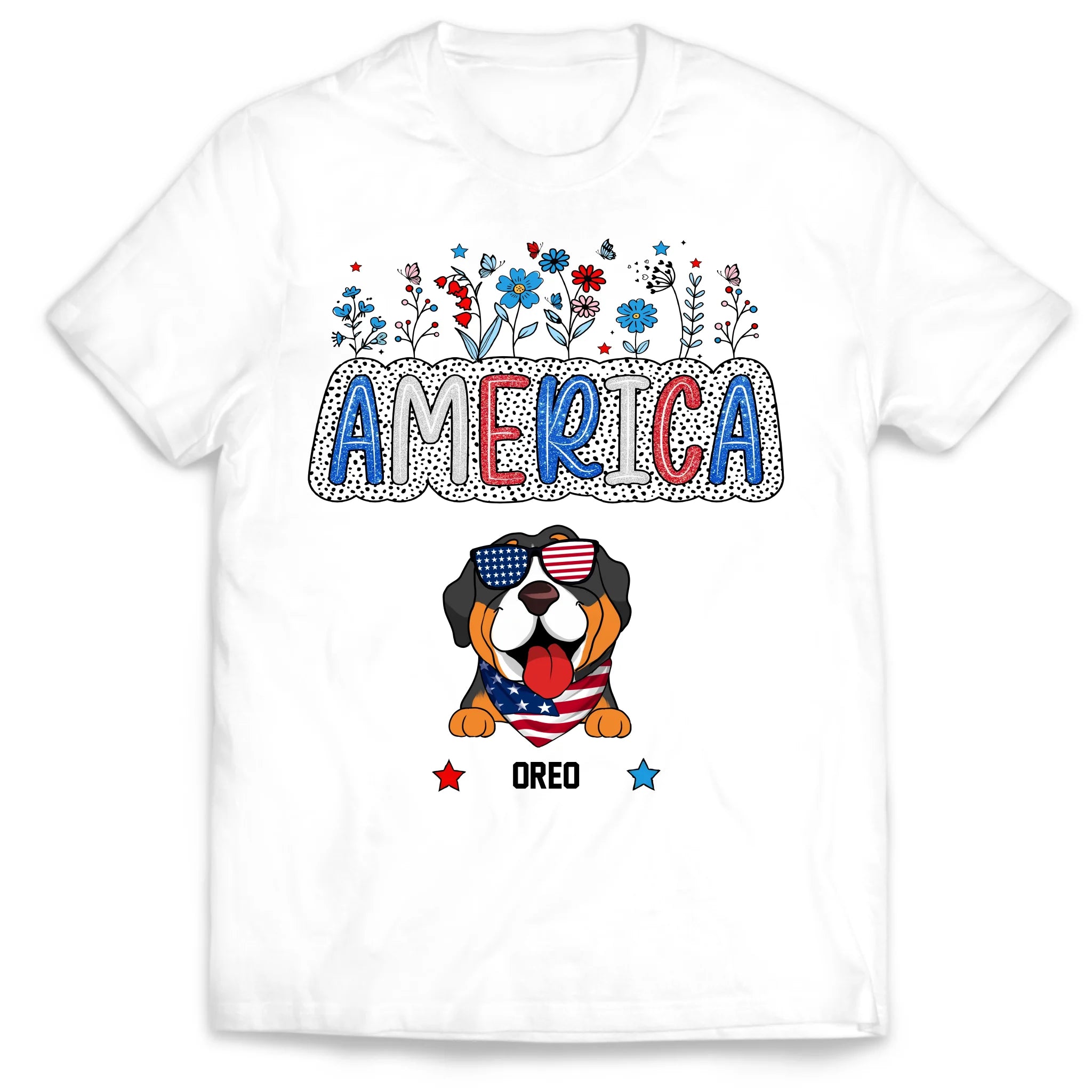 America Cute Dog - Personalized T-Shirt, 4th Of July Shirt, Gift For Dog Lovers