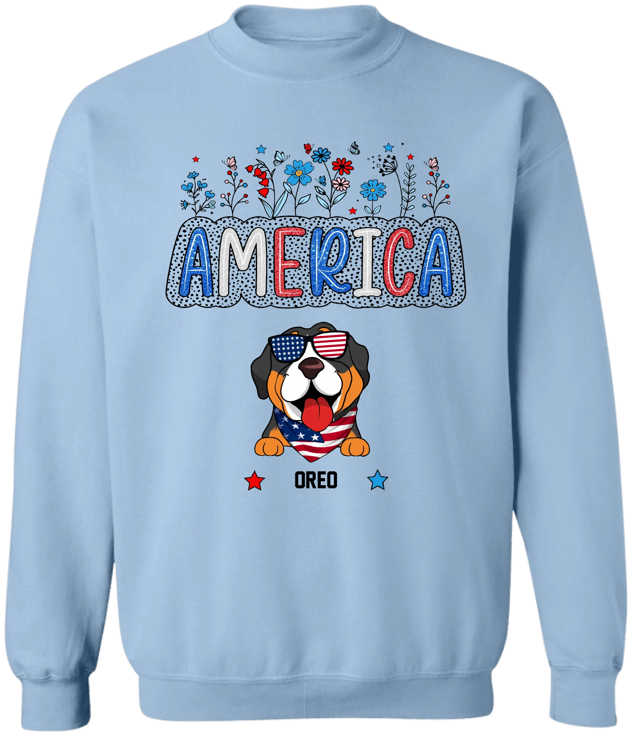 America Cute Dog - Personalized T-Shirt, 4th Of July Shirt, Gift For Dog Lovers