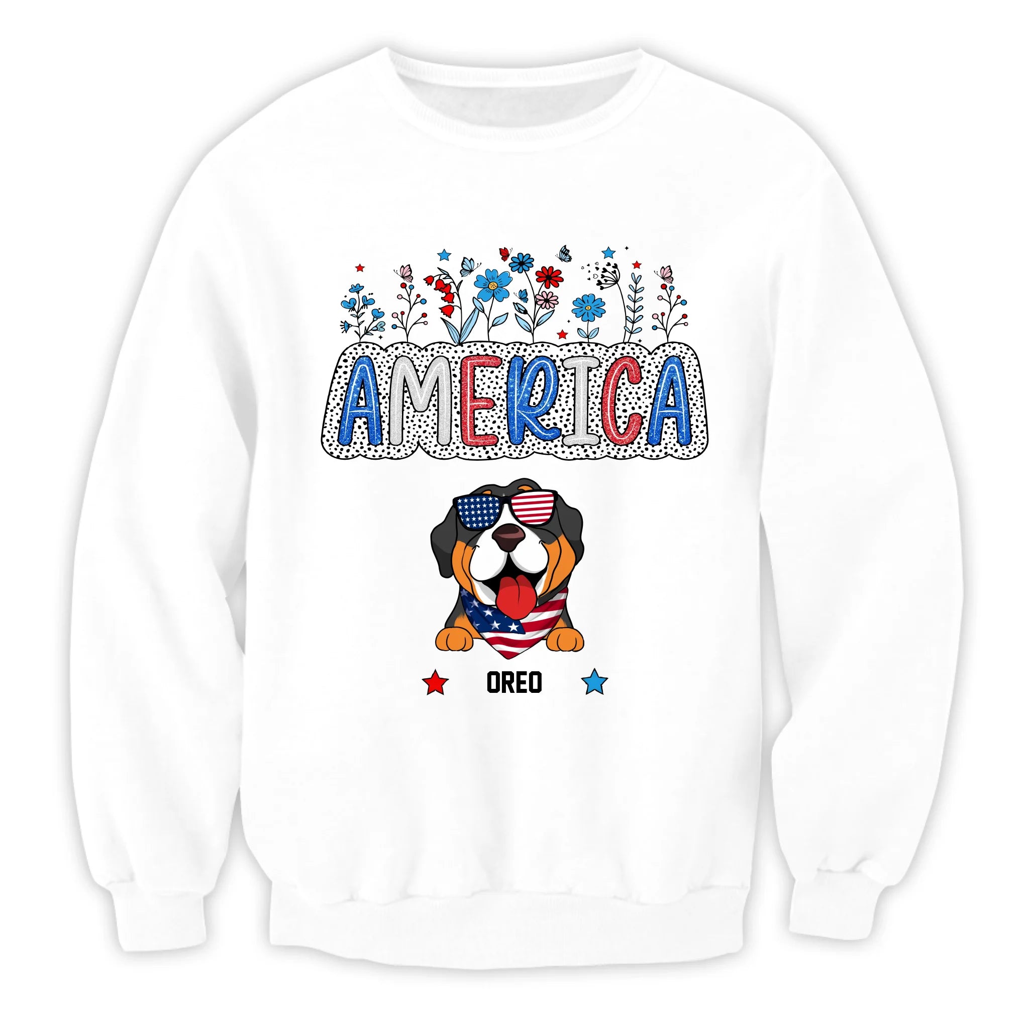 America Cute Dog - Personalized T-Shirt, 4th Of July Shirt, Gift For Dog Lovers