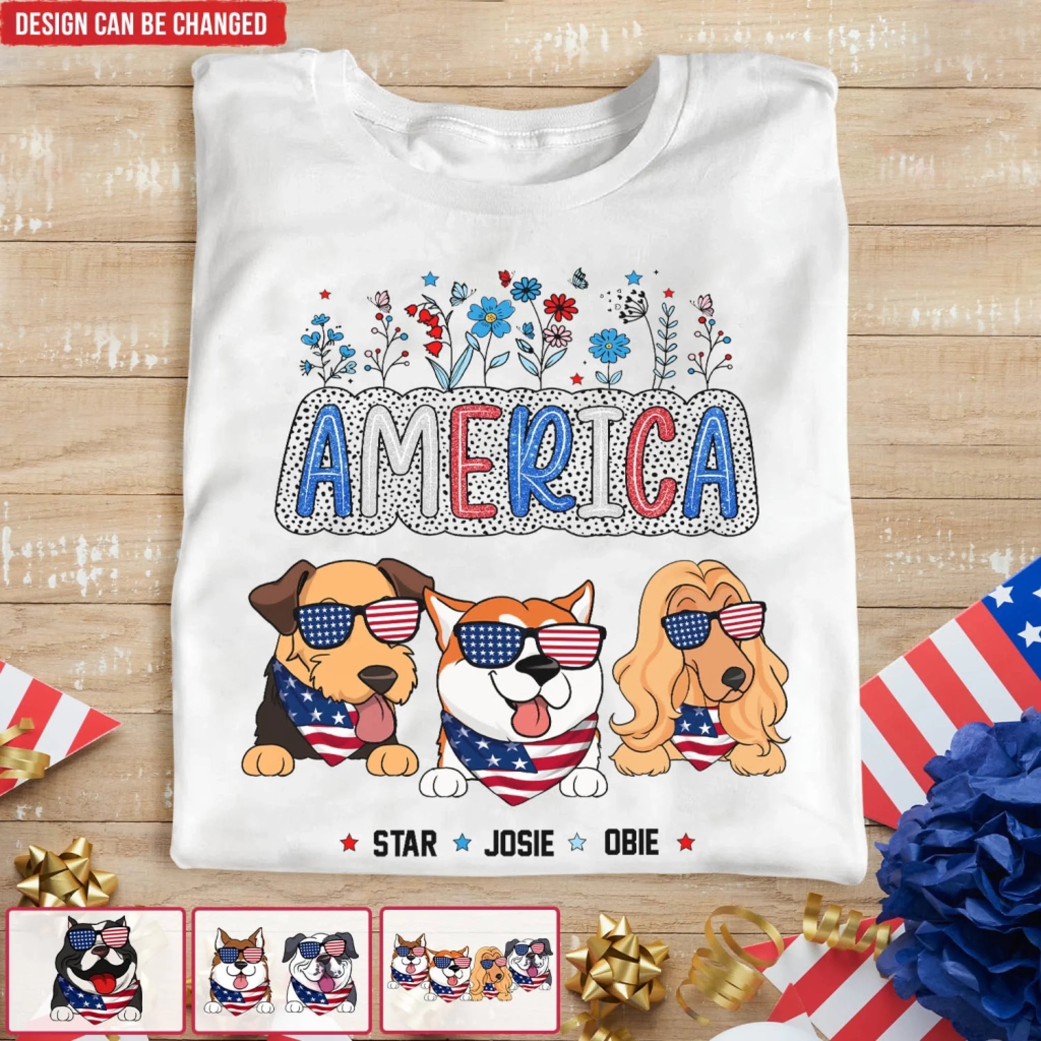 America Cute Dog - Personalized T-Shirt, 4th Of July Shirt, Gift For Dog Lovers