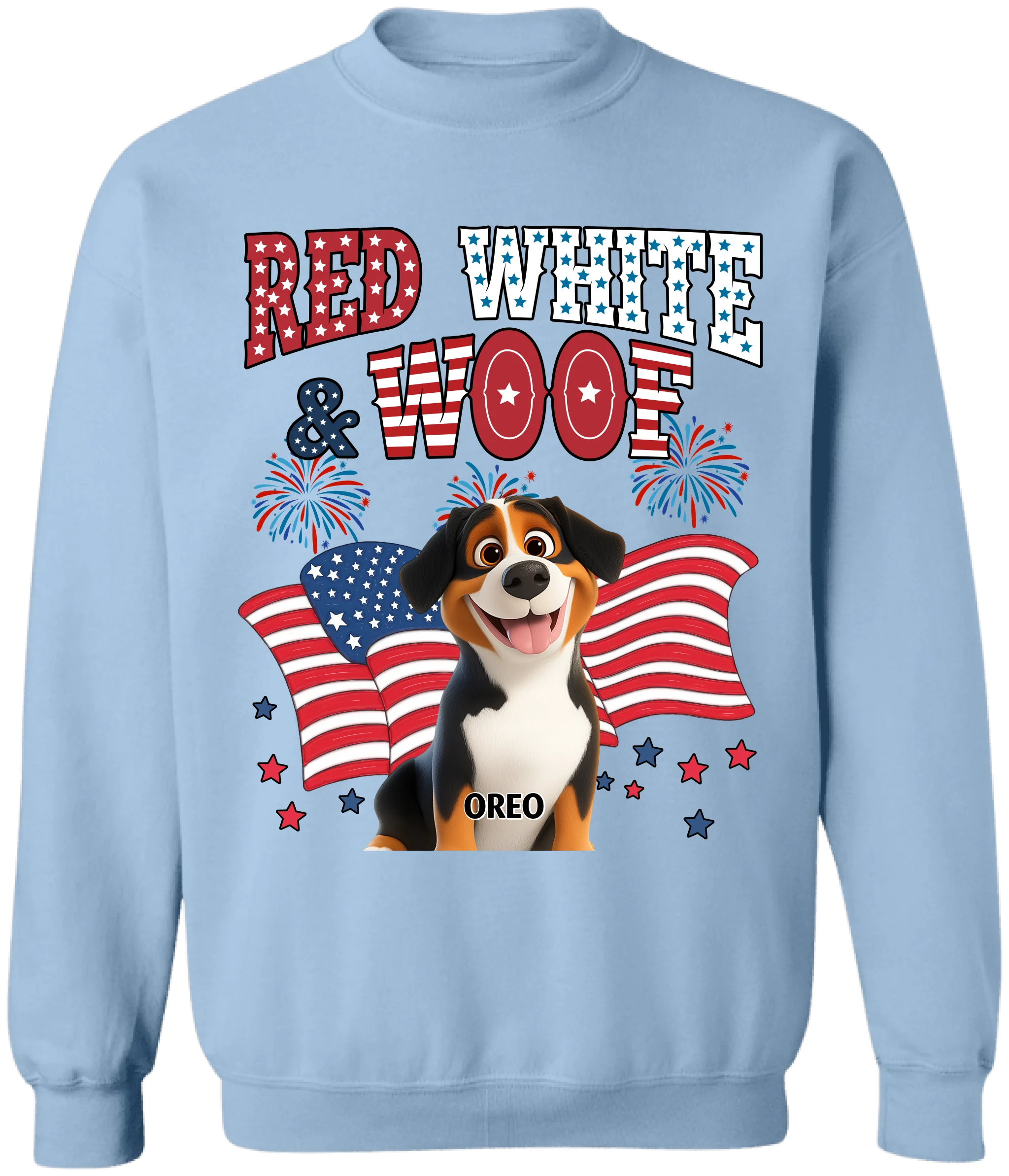 Red White Woof - Personalized T-Shirt, Gift For Dog Lovers, 4th Of July Gift