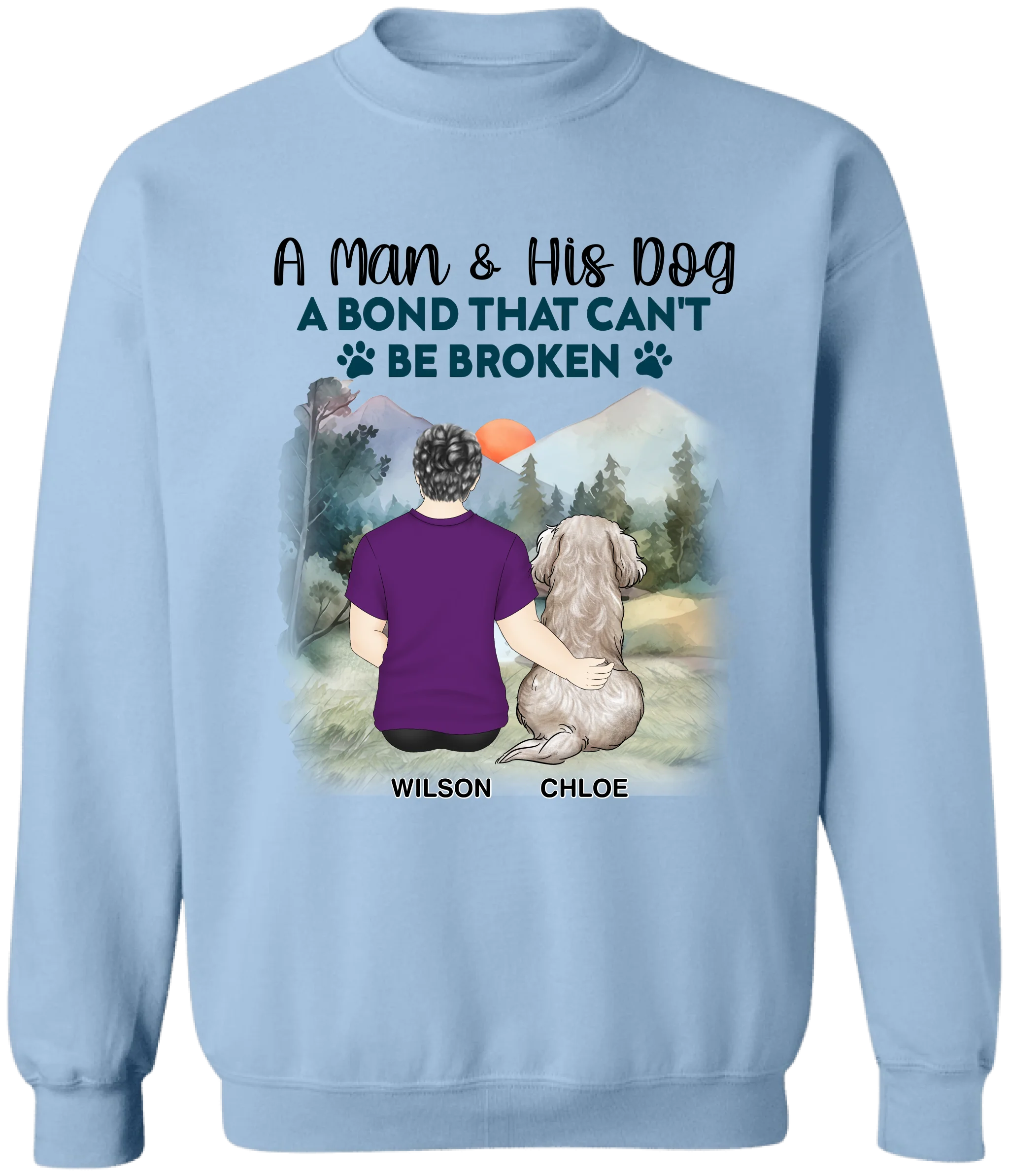 A Man & His Dog A Bond That Can't Be Broken - Personalized T-Shirt, Custom Gift for Dog Mom/Dog Dad