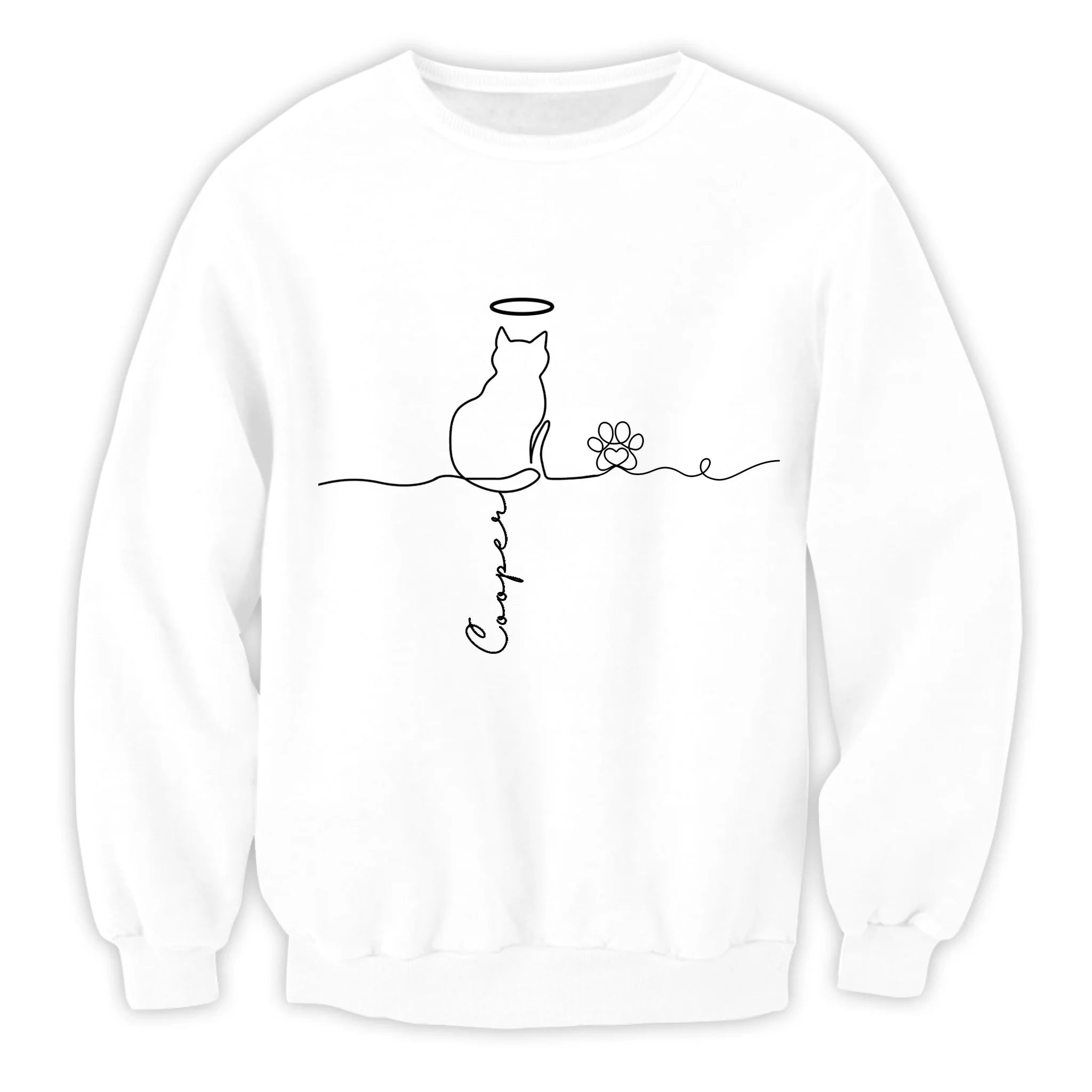 Custom Cat's Name Line Art - Personalized T-Shirt, Gift For Cat Owner, Cat Mom, Cat Dad Shirt