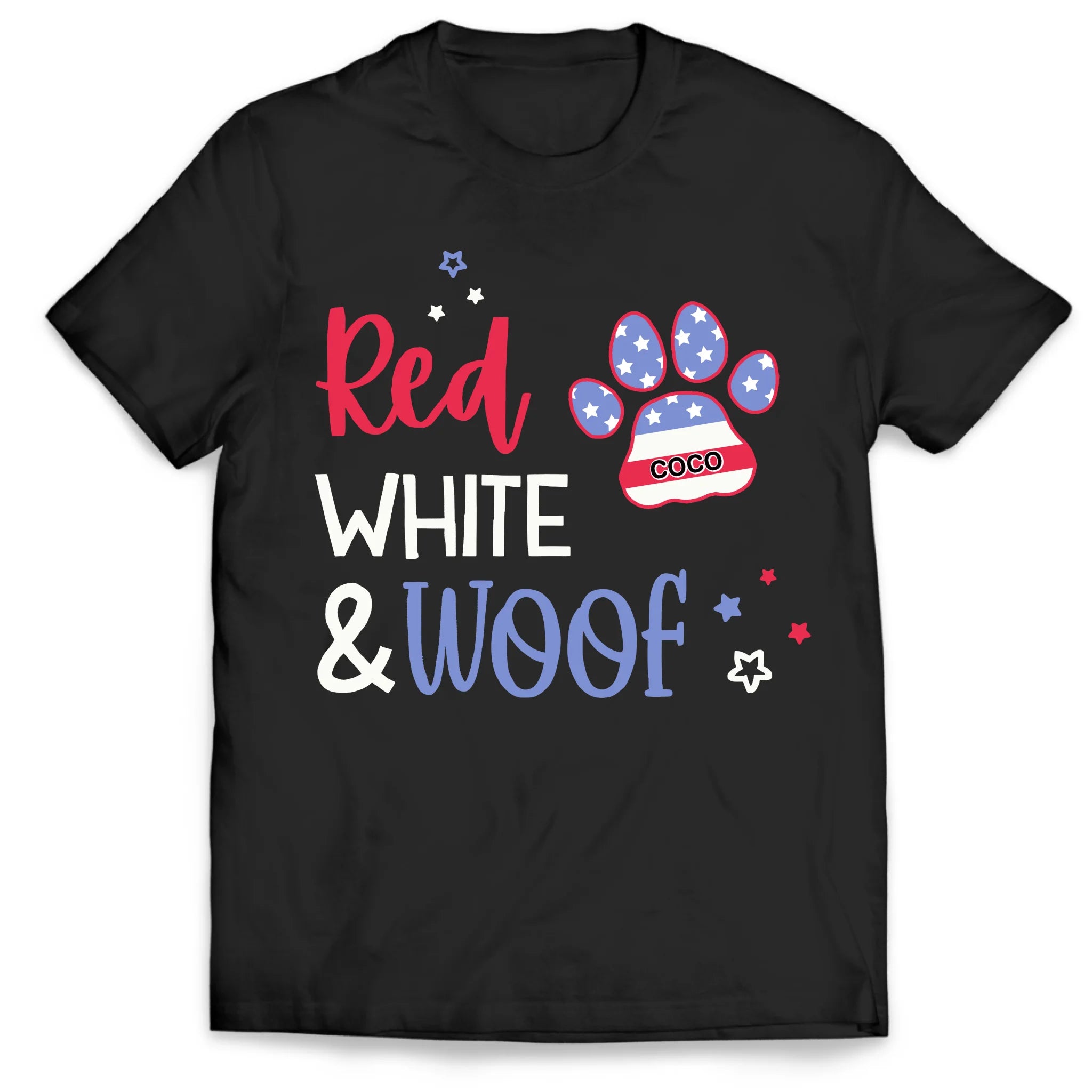 Red White & Woof - Personalized T-Shirt, Funny Independence Day Shirt for Pet Lovers