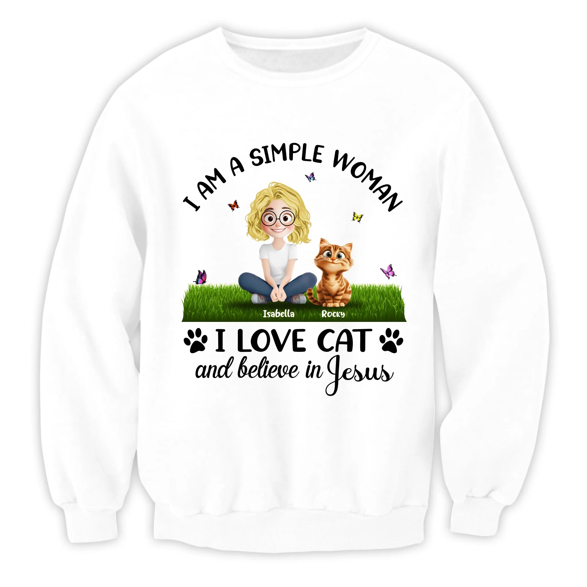I Am A Simple Woman Love Cat And Jesus - Personalized T-shirt, Cat Lovers Shirt, Gift For Cat Owner