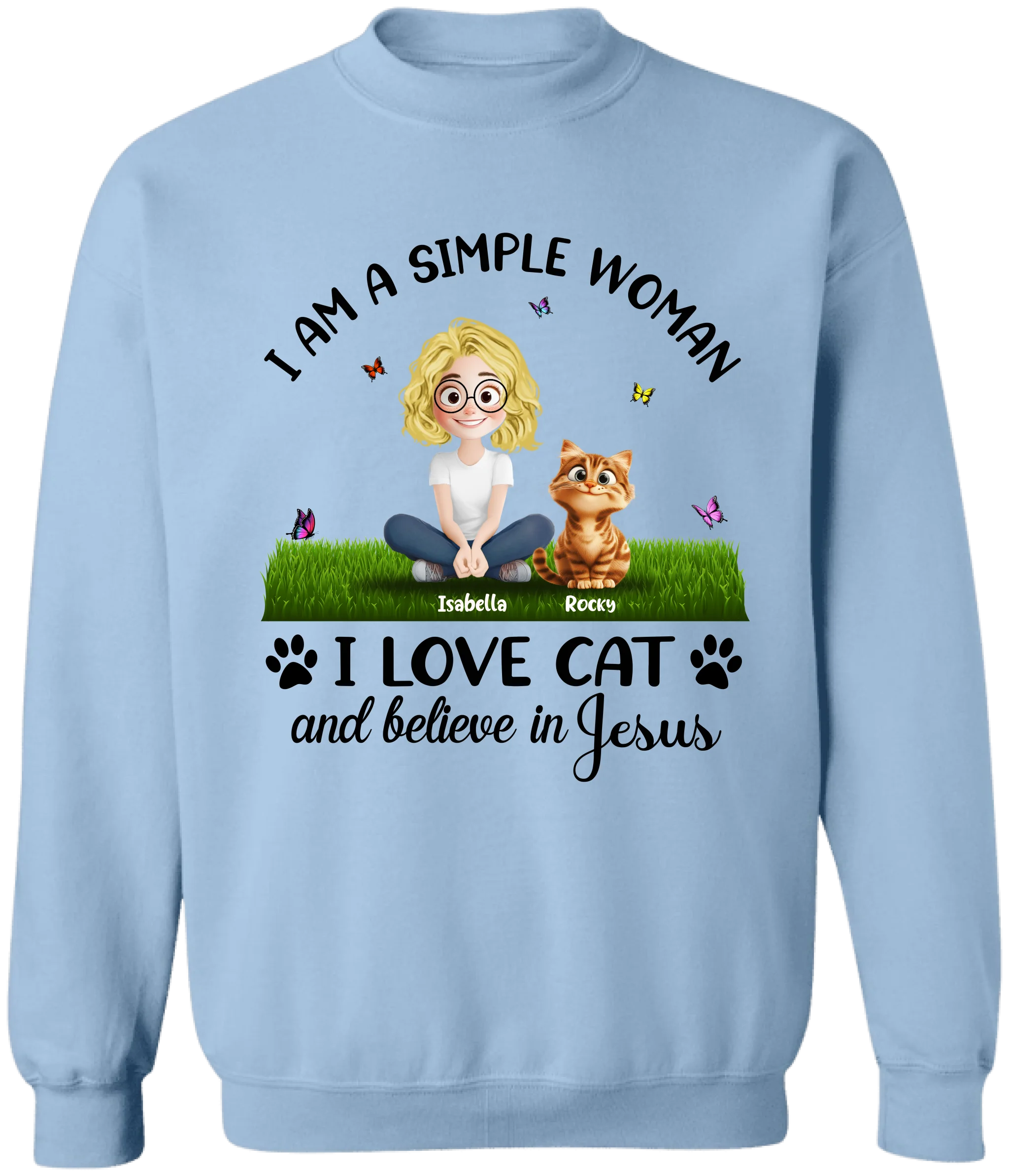 I Am A Simple Woman Love Cat And Jesus - Personalized T-shirt, Cat Lovers Shirt, Gift For Cat Owner