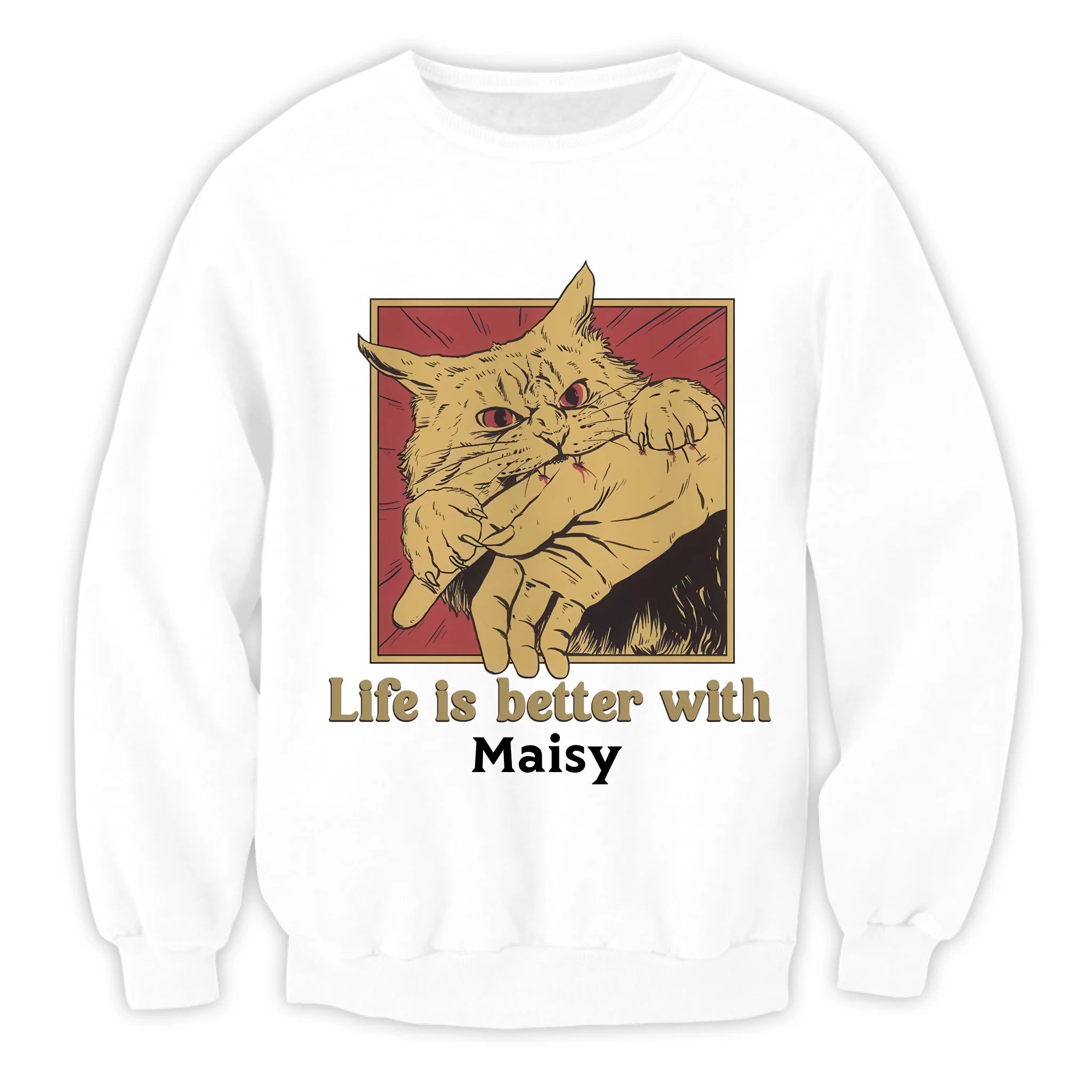 Life Is Better With Cat - Personalized Tshirt, Gift For Cat Lover, Cat Bite Shirt