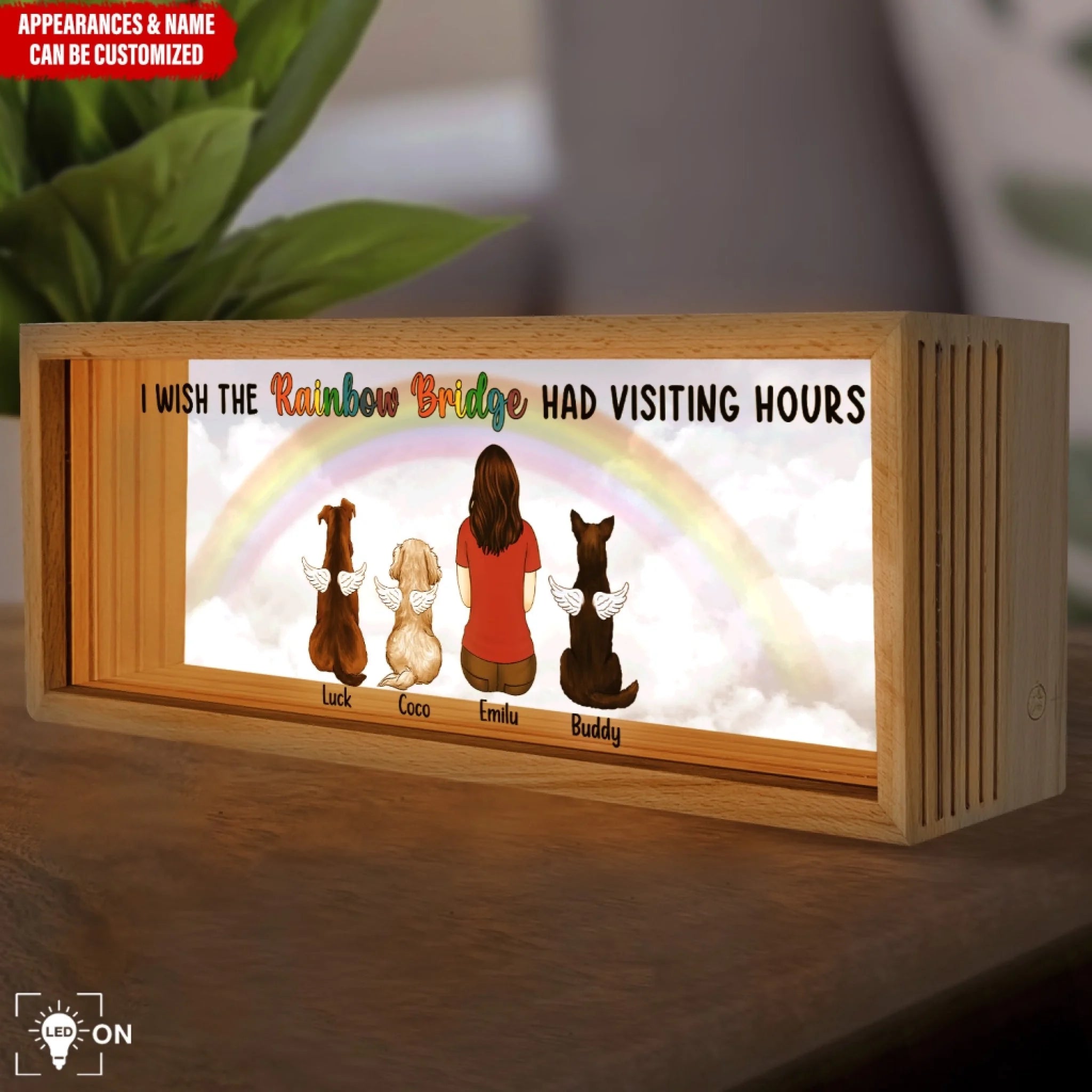 The Rainbow Bridge Had Visiting Hours - Personalized Acrylic Stereoscopic Painting (LED Light), Dog Memorial Gift