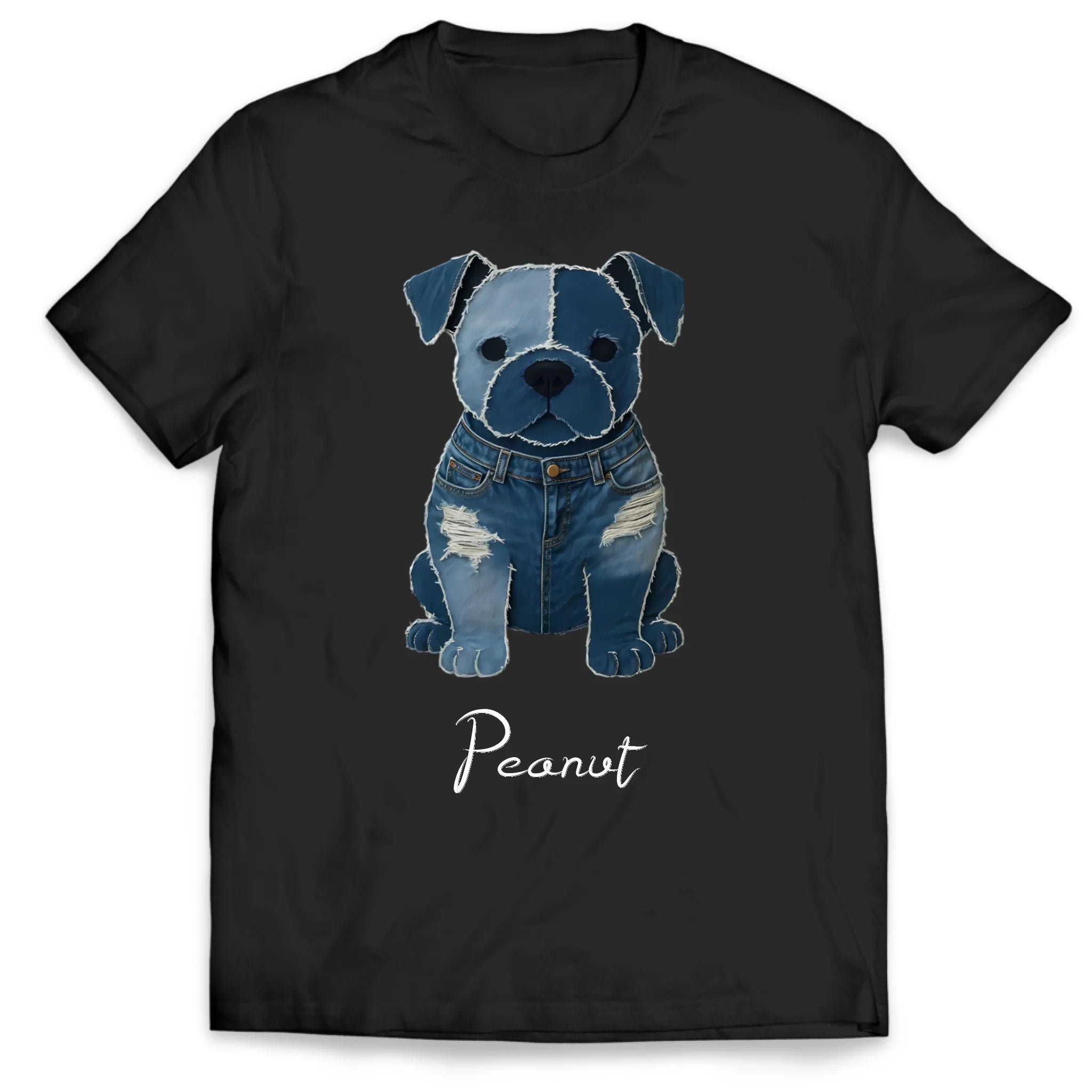 Cute Denim Patch Puppy - Personalized T-Shirt, Gift For Dog Lovers