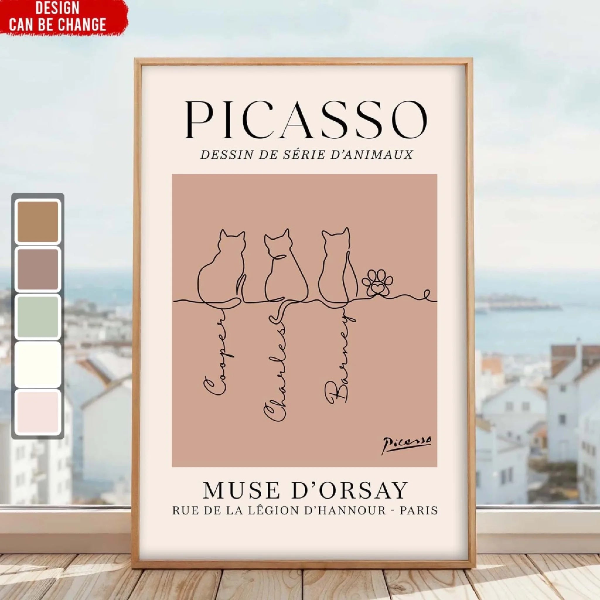 Cat One Line Picasso Art - Personalized Poster, Cat Wall Art Home Decor, Gift for Cat Mom/Cat Dad