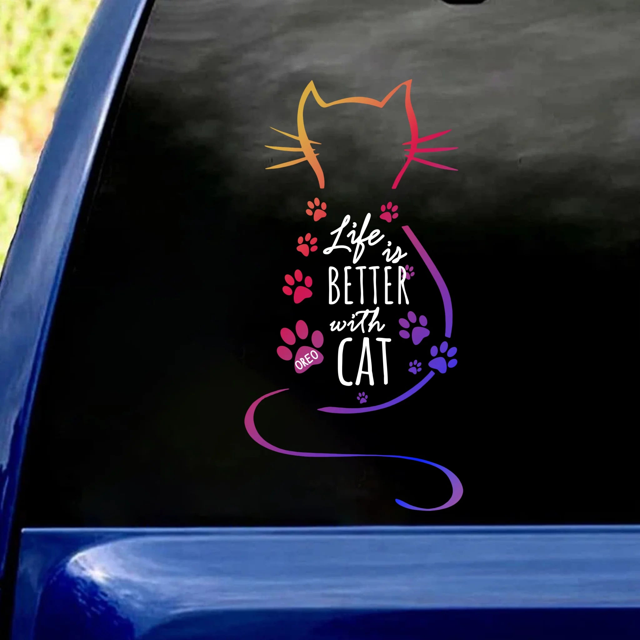 Life Is Better With Cats - Personalized Decal, Gift For Cat Lover