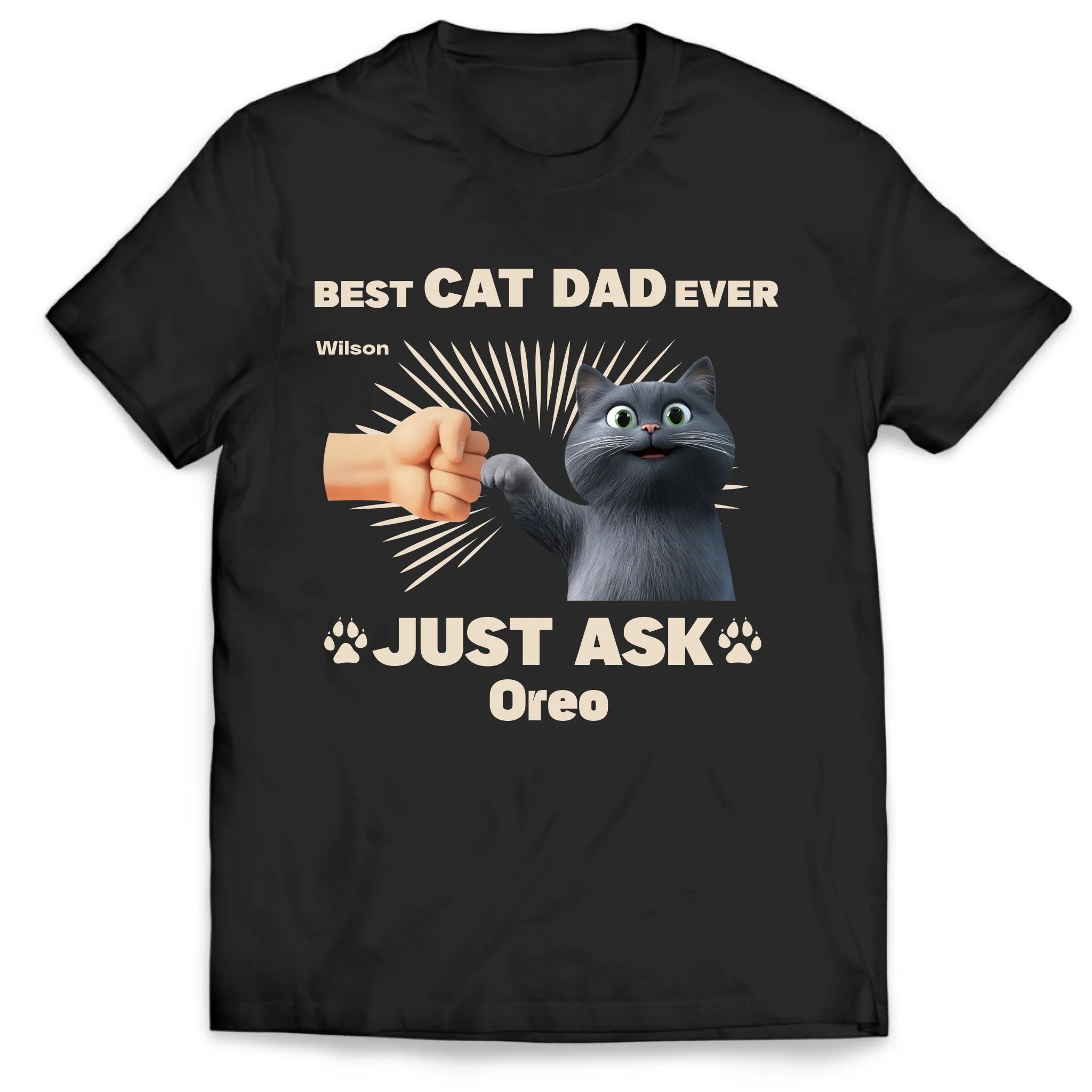 Best Cat Dad Ever - Personalized T-Shirt, Gift For Cat Lovers