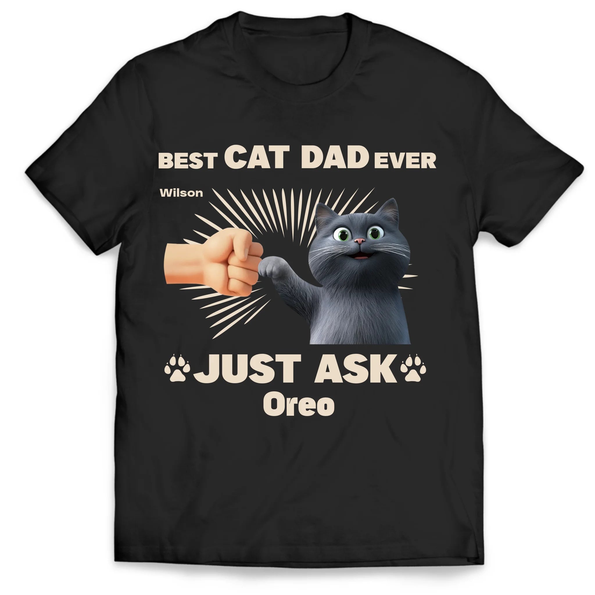 Best Cat Dad Ever - Personalized T-Shirt, Gift For Cat Lovers