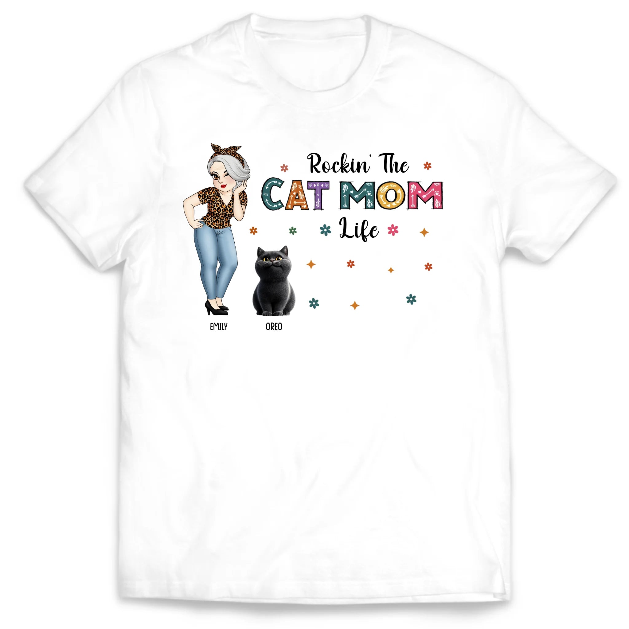 Rockin' The Cat Mom Life - Personalized T-Shirt, Gift For Cat Mom