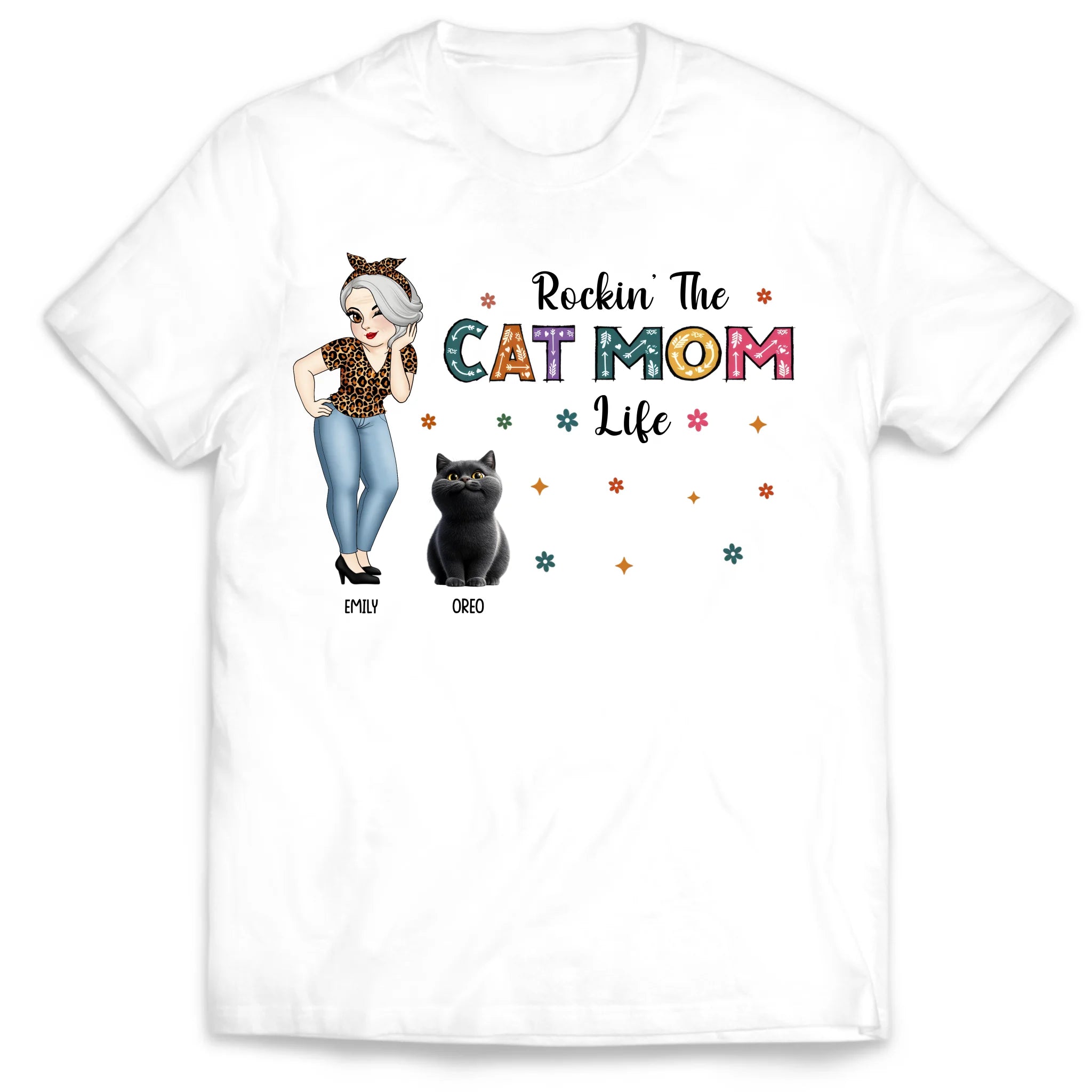 Rockin' The Cat Mom Life - Personalized T-Shirt, Gift For Cat Mom