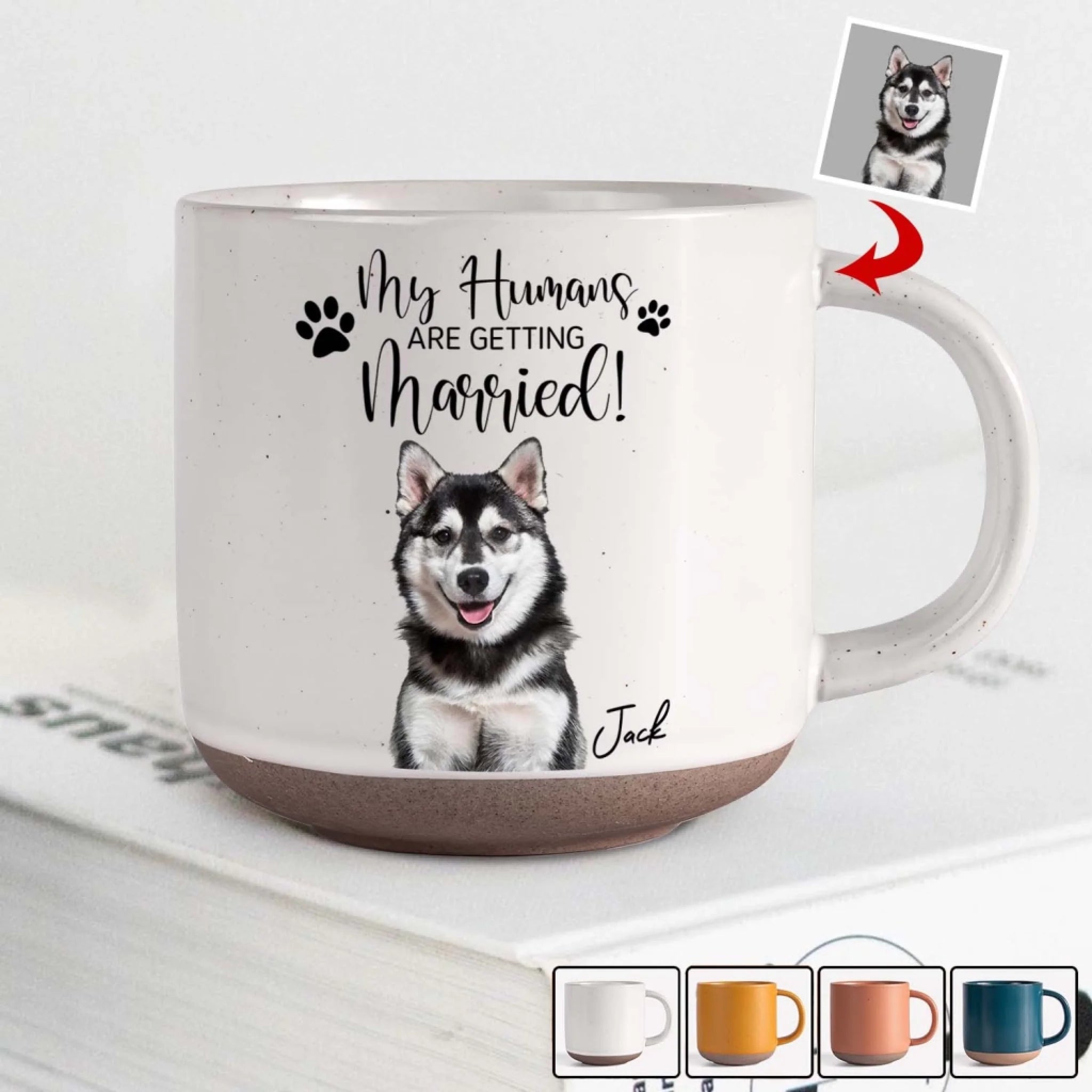 My Humans Are Getting Married - Personalized Pottery Mug, Pet Wedding Gift, Dog Cat Engagement Mug, Bachelorette Gift