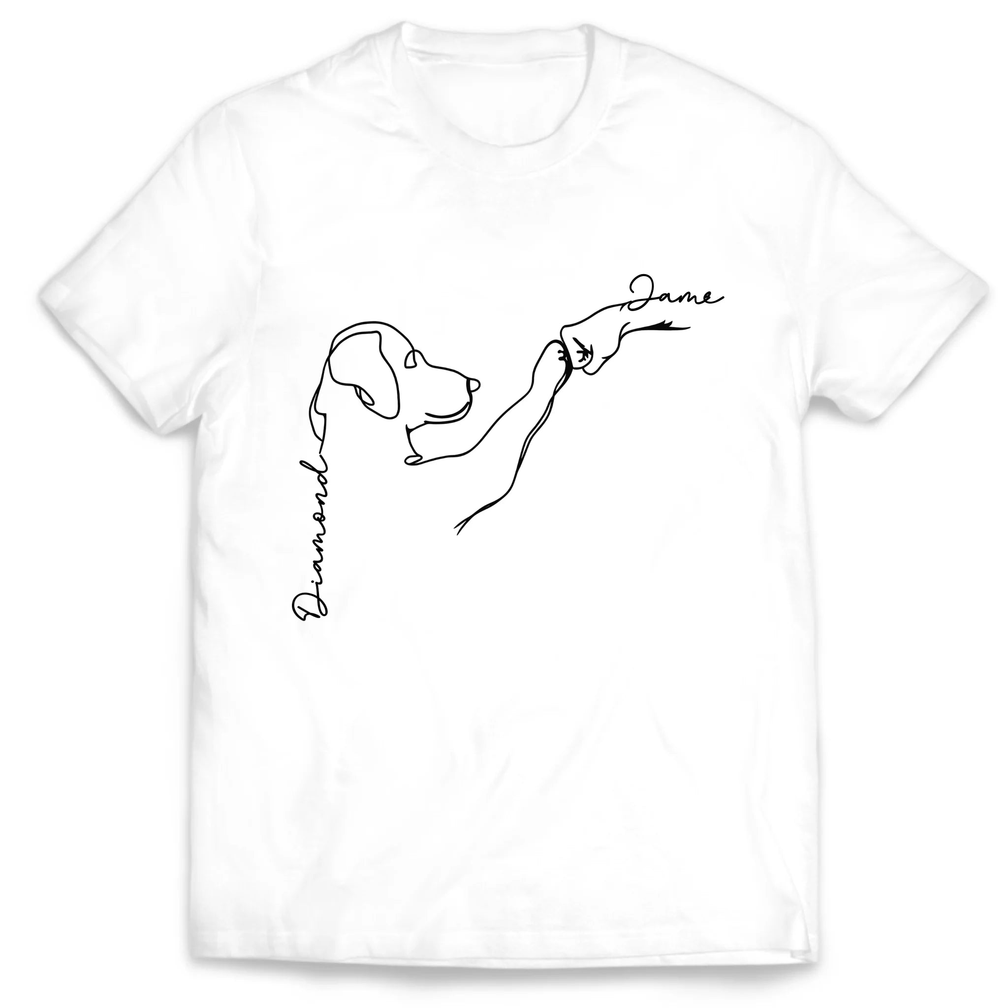 Dog Fist Bump One Line Art - Personalized T-Shirt, Gift for Dog Dad/Dog Mom, Dog Lover's Gift
