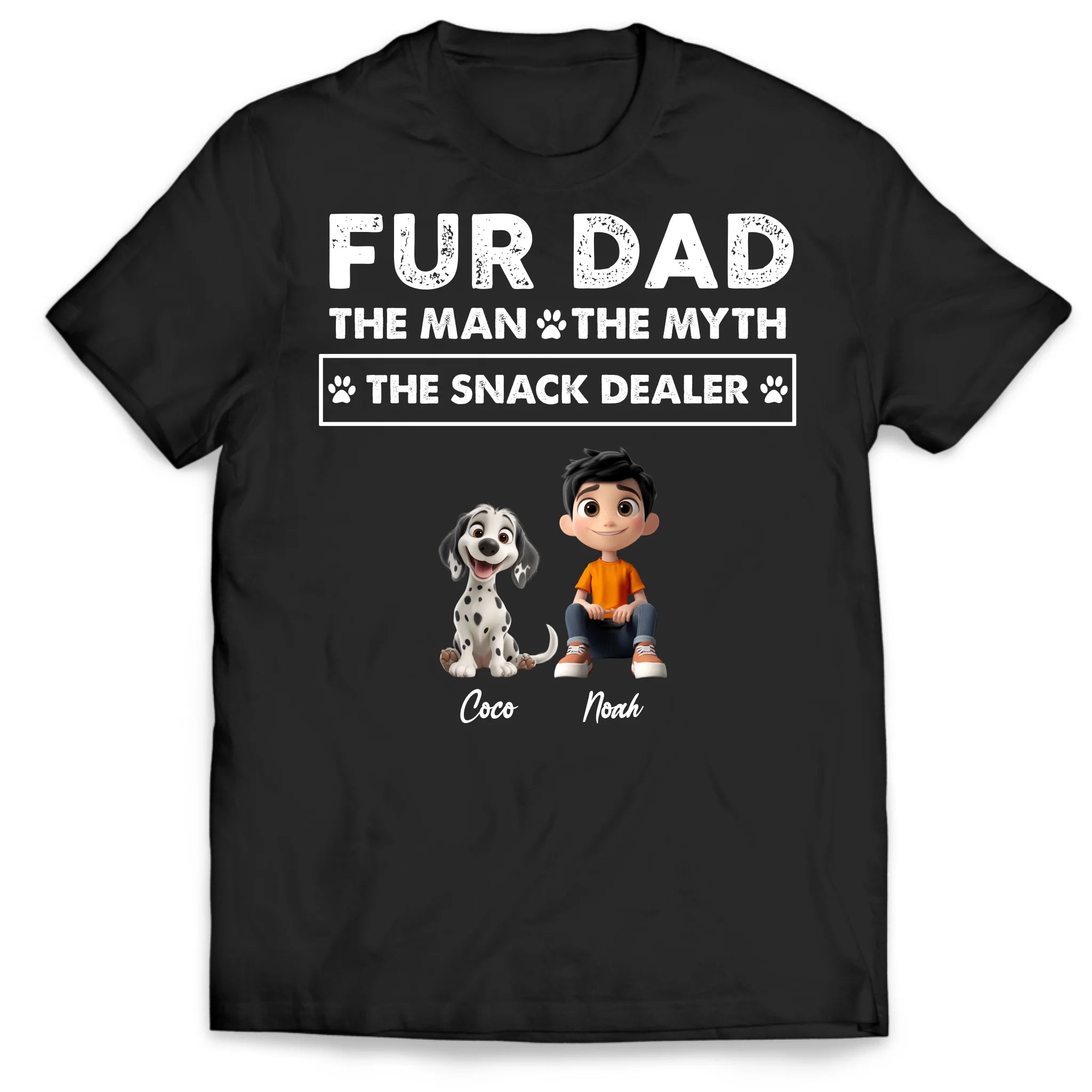 Dog Dad The Man The Myth The Snack Dealer - Personalized T-Shirt, Funny Pet Lover Shirt