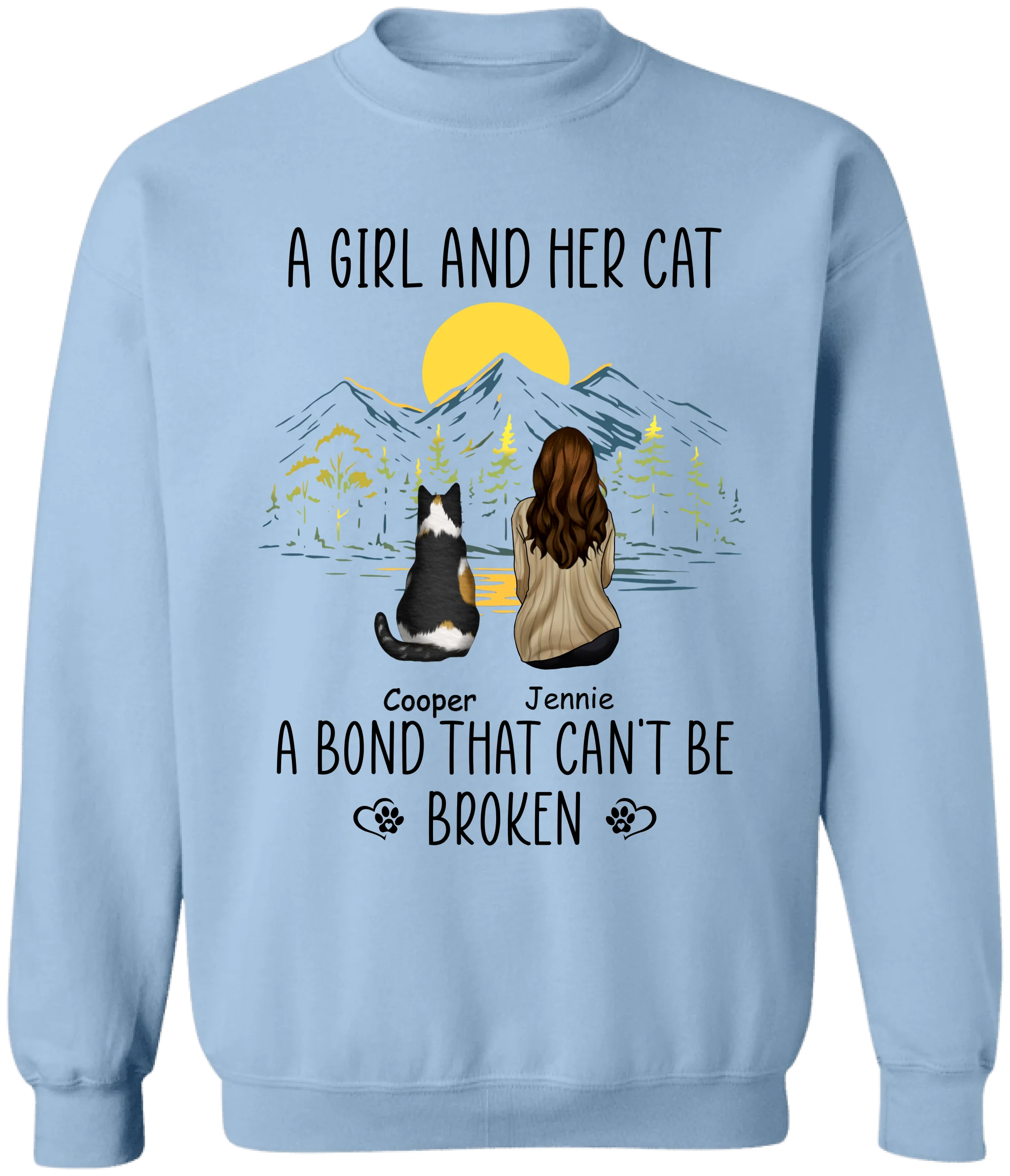 A Girl And Her Cat, A Bond That Can't Be Broken - Personalized T-shirt, Gift for Cat Lover, Cat Mom Gift