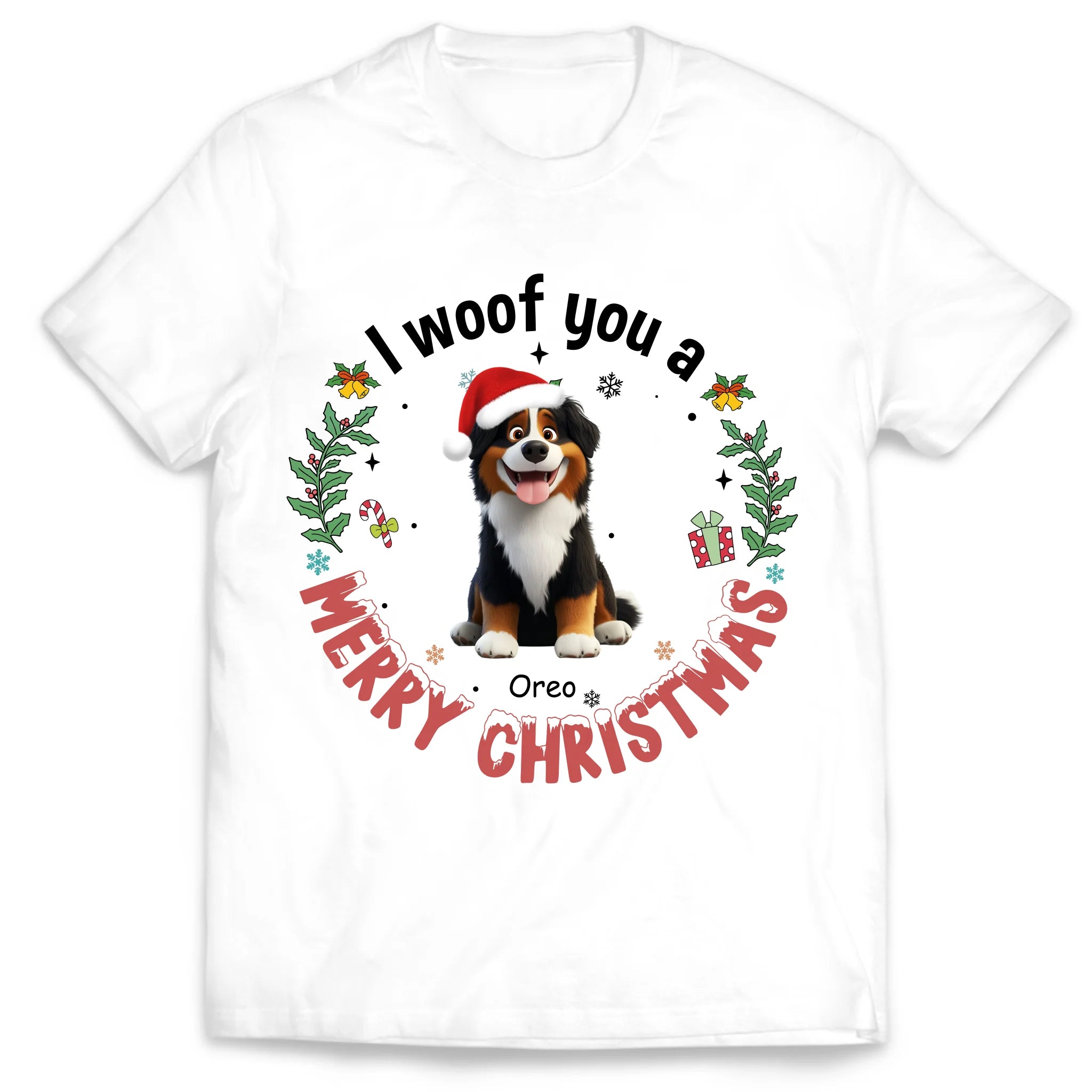 I Woof You A Merry Christmas - Personalized T-Shirt, Gift For Dog Lovers