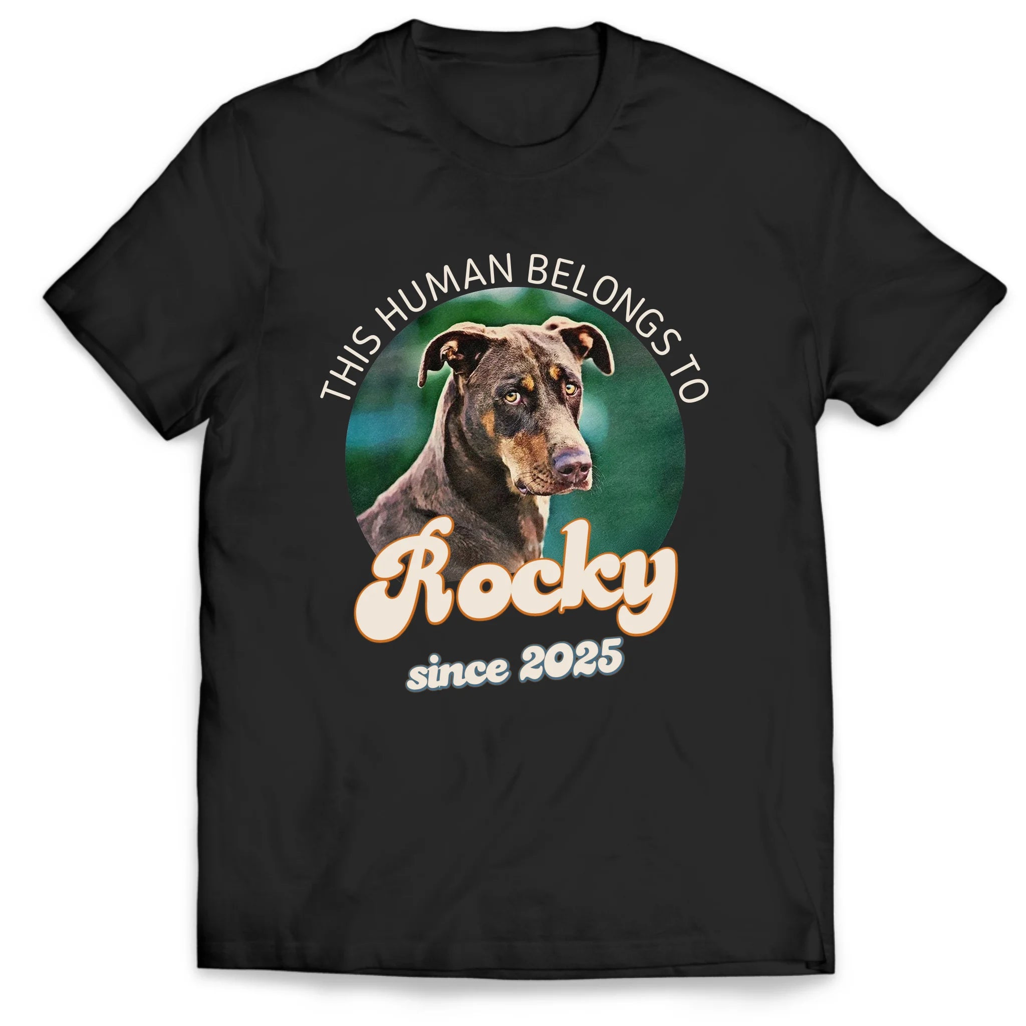 Custom Pet Shirt, This Human Belongs To - Personalized T-Shirt, Gift For Dog Lover