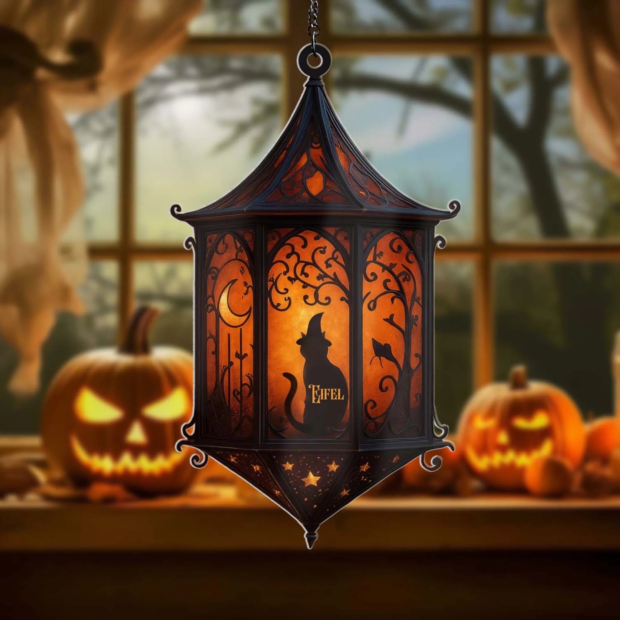 Spooky Cats Halloween - Personalized Acrylic Suncatcher, Halloween Cat Gift