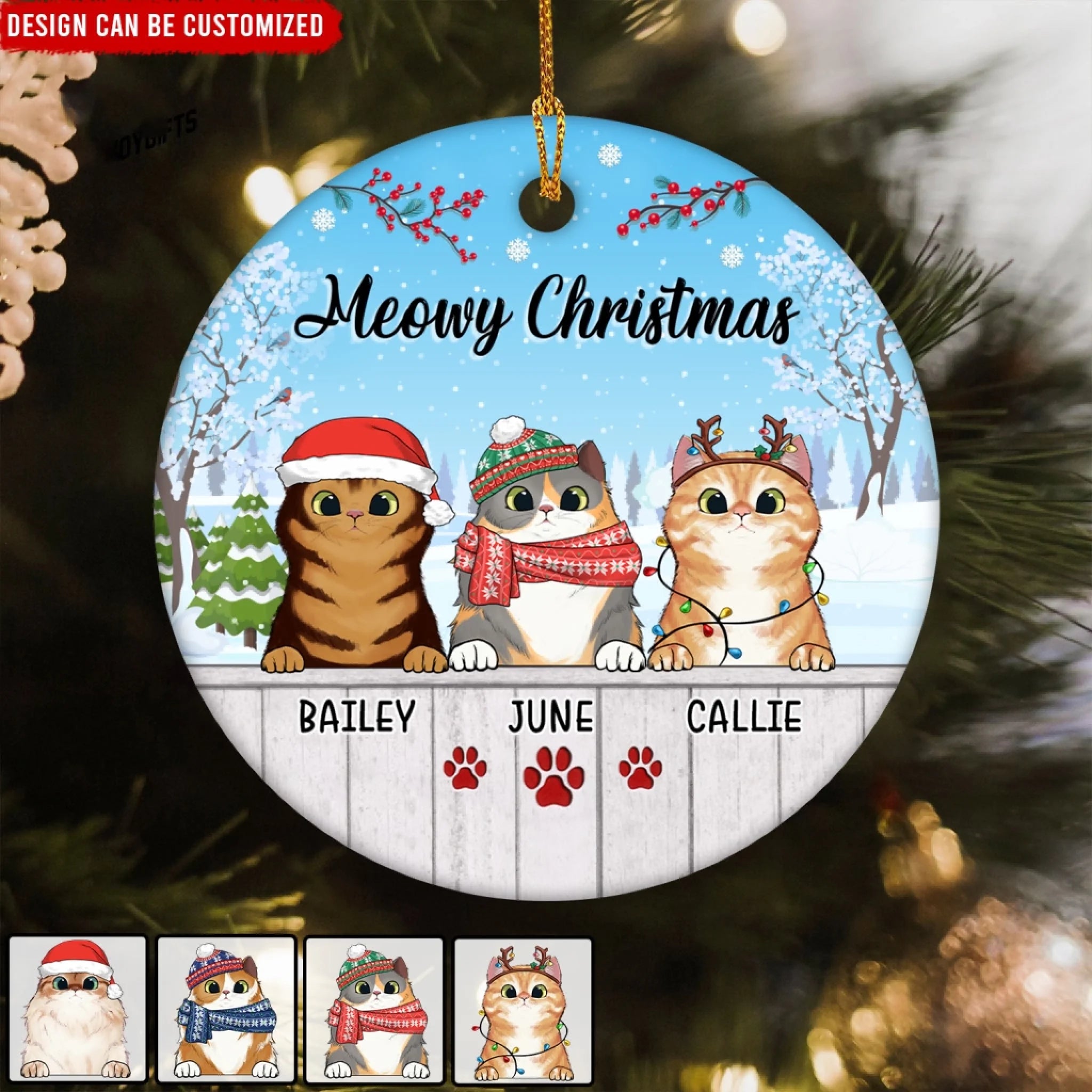 Meowy Christmas Cat Lover - Personalized Ceramic Ornament, Xmas Gift For Cat Owner