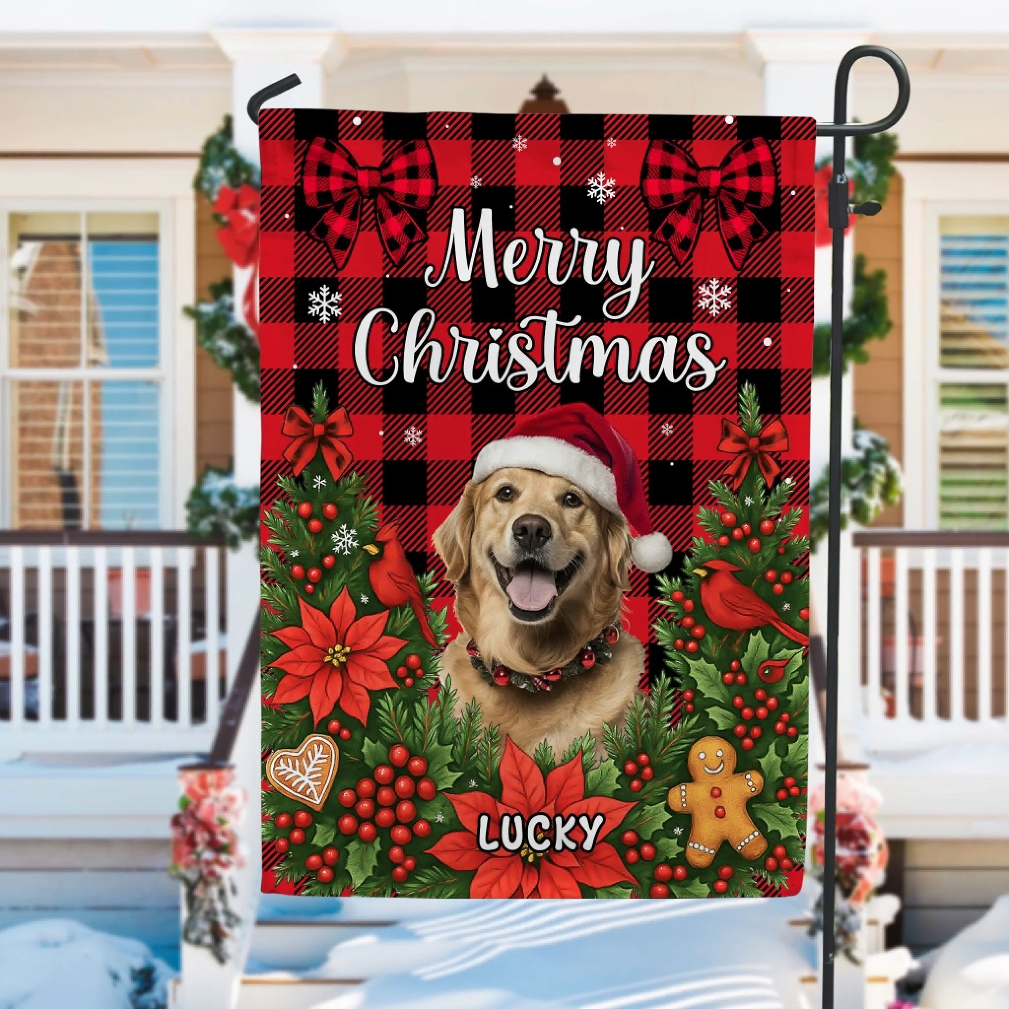 Merry Christmas Cute Pet Red Plaid mk 4