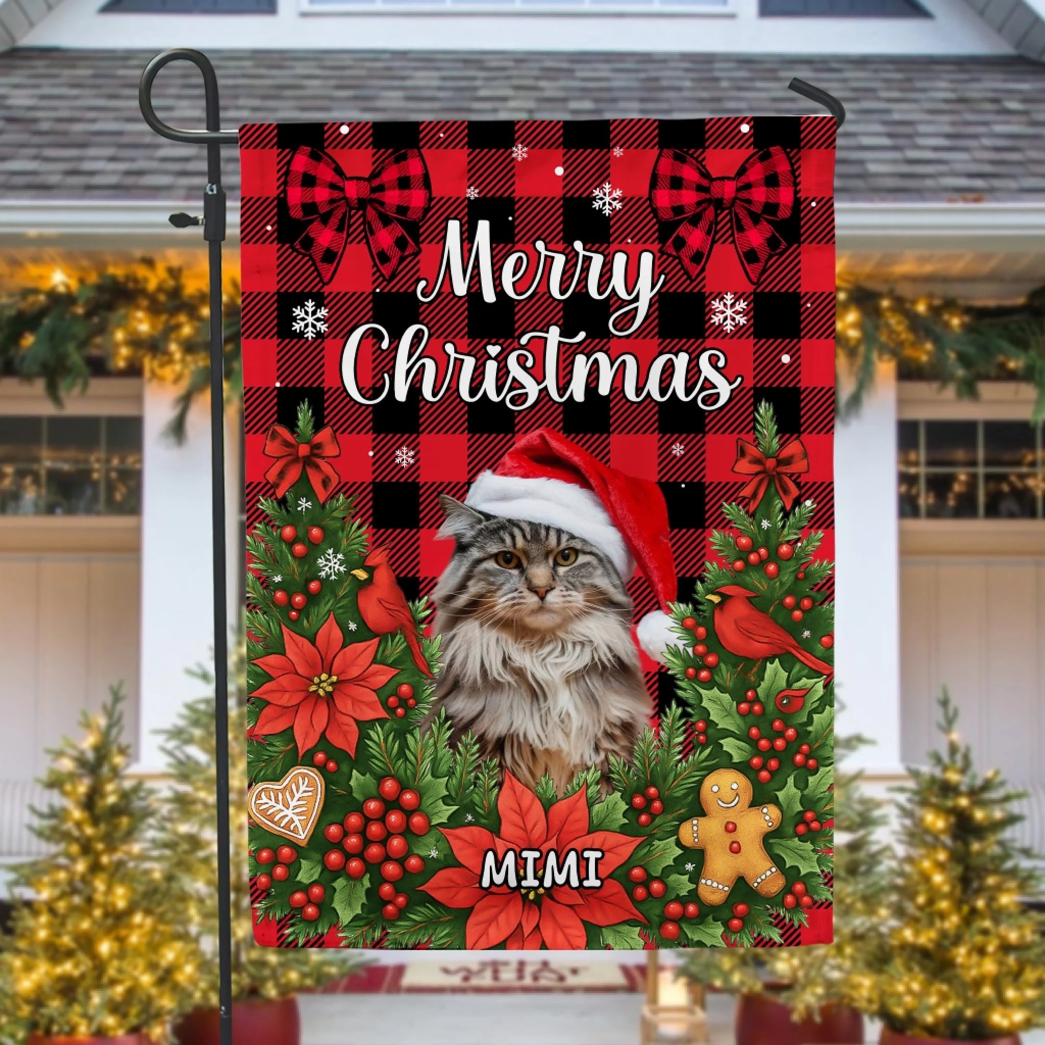 Merry Christmas Cute Pet Red Plaid mk 5