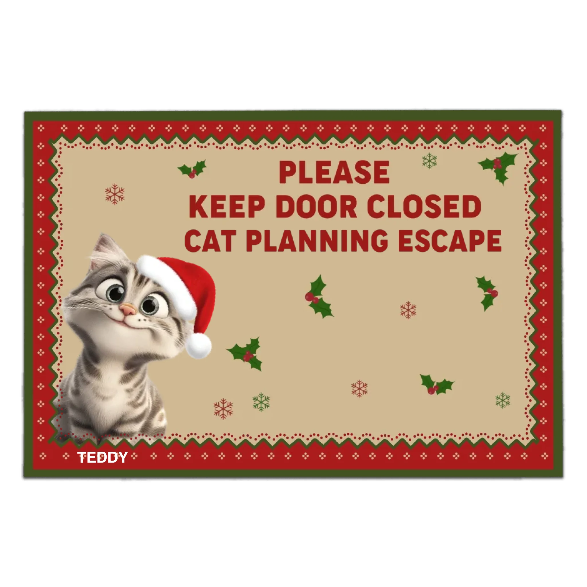 Please Keep Door Closed Cats Planning Escape - Personalized Doormat, Gift For Cat Lover, Christmas Decor, Cat Owner Christmas Gift